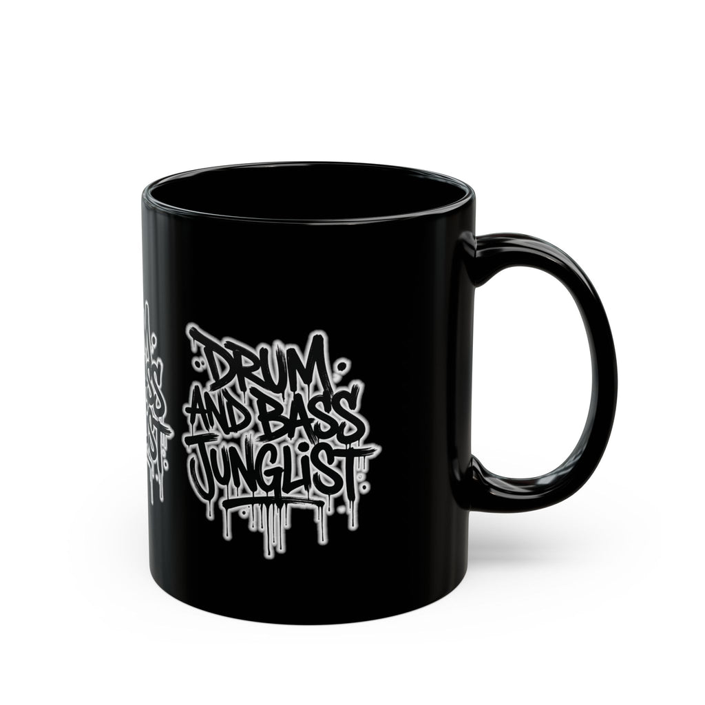 Drum and Bass Junglist Black Coffee Mug – Graffiti Logo | 11oz & 15oz | NeuroDemonic® Official Merchandise