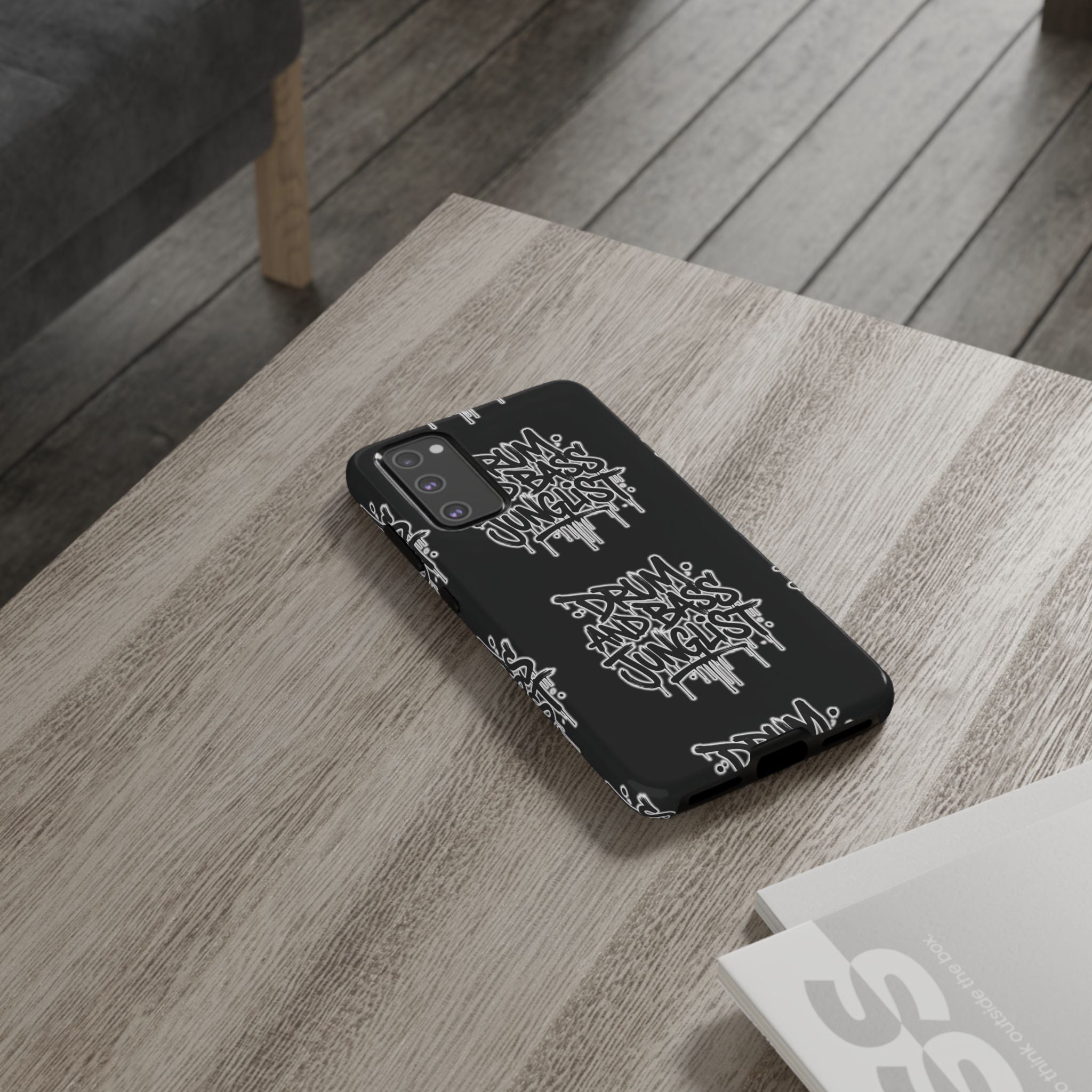 Drum and Bass Junglist Black Graffiti Tough Phone Case | iPhone & Samsung Protective Case