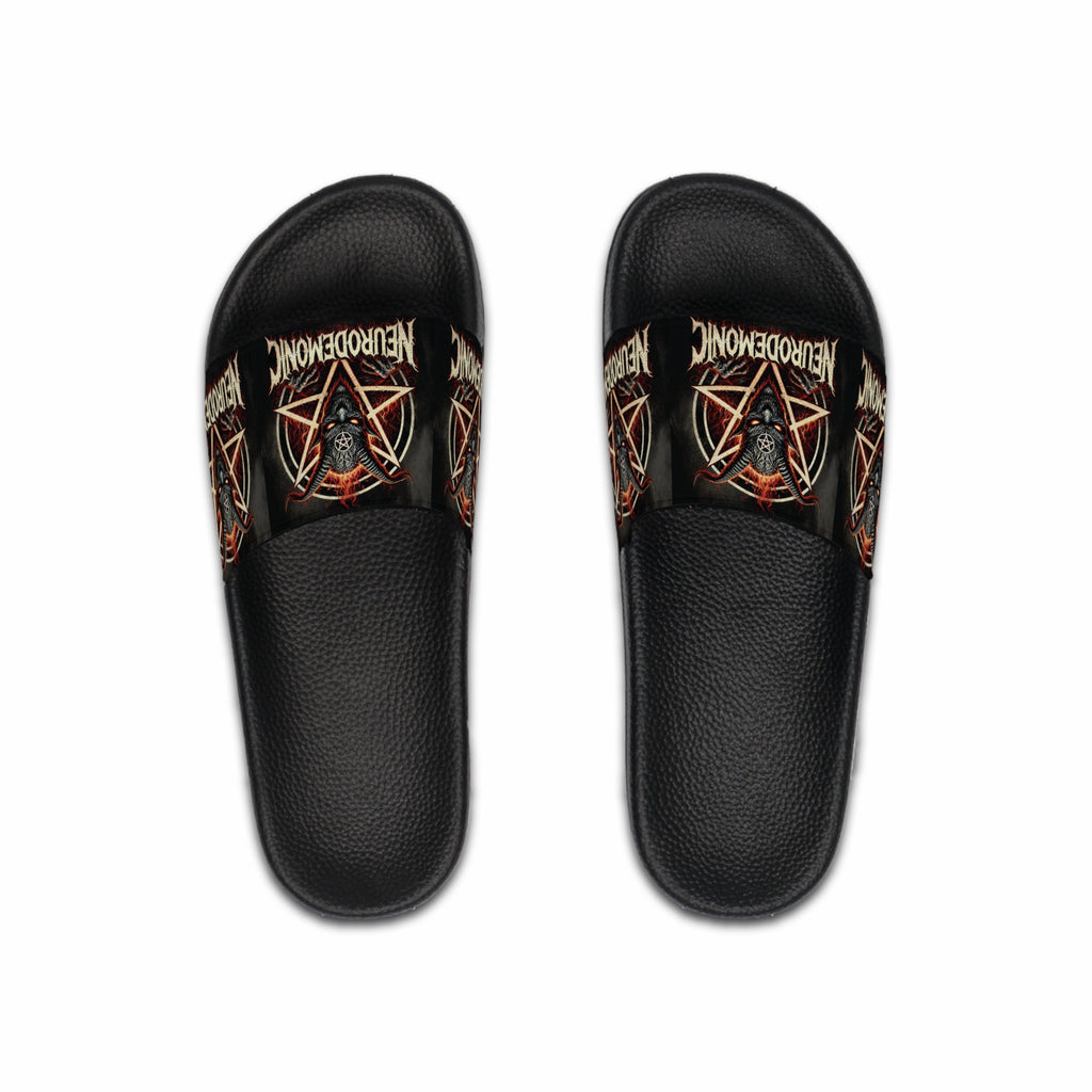 NeuroDemonic Infernal Baphomet Slides – Premium Heavy Metal Streetwear Edition