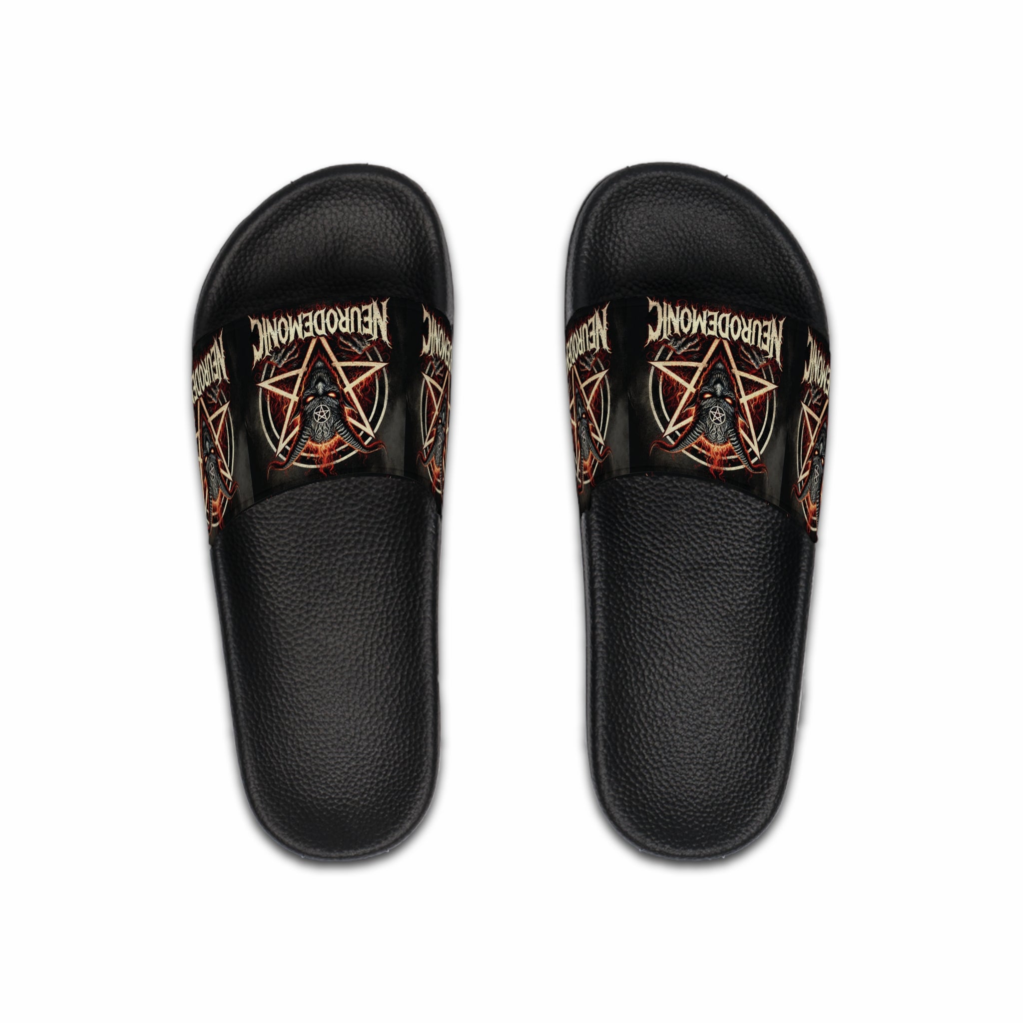 NeuroDemonic Infernal Baphomet Slides – Premium Heavy Metal Streetwear Edition