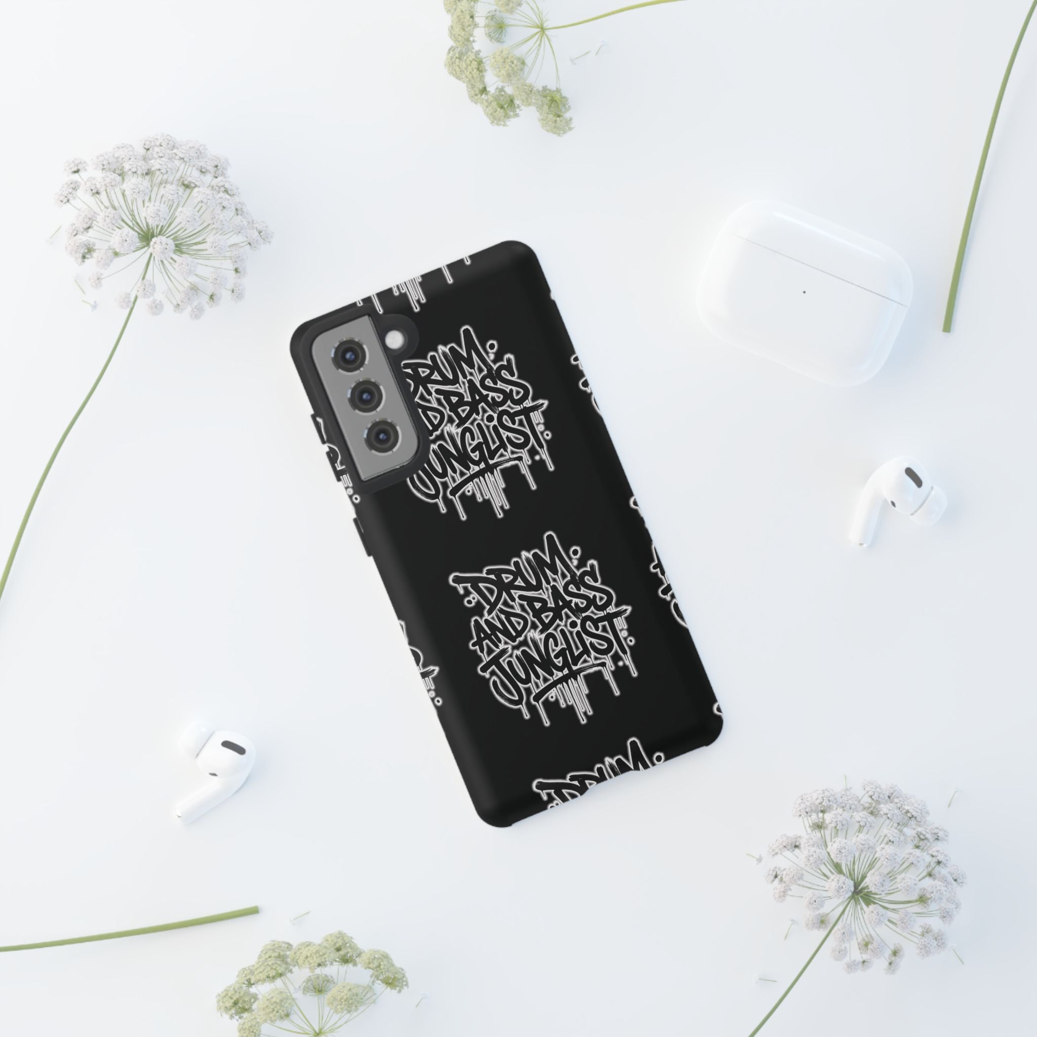 Drum and Bass Junglist Black Graffiti Tough Phone Case | iPhone & Samsung Protective Case