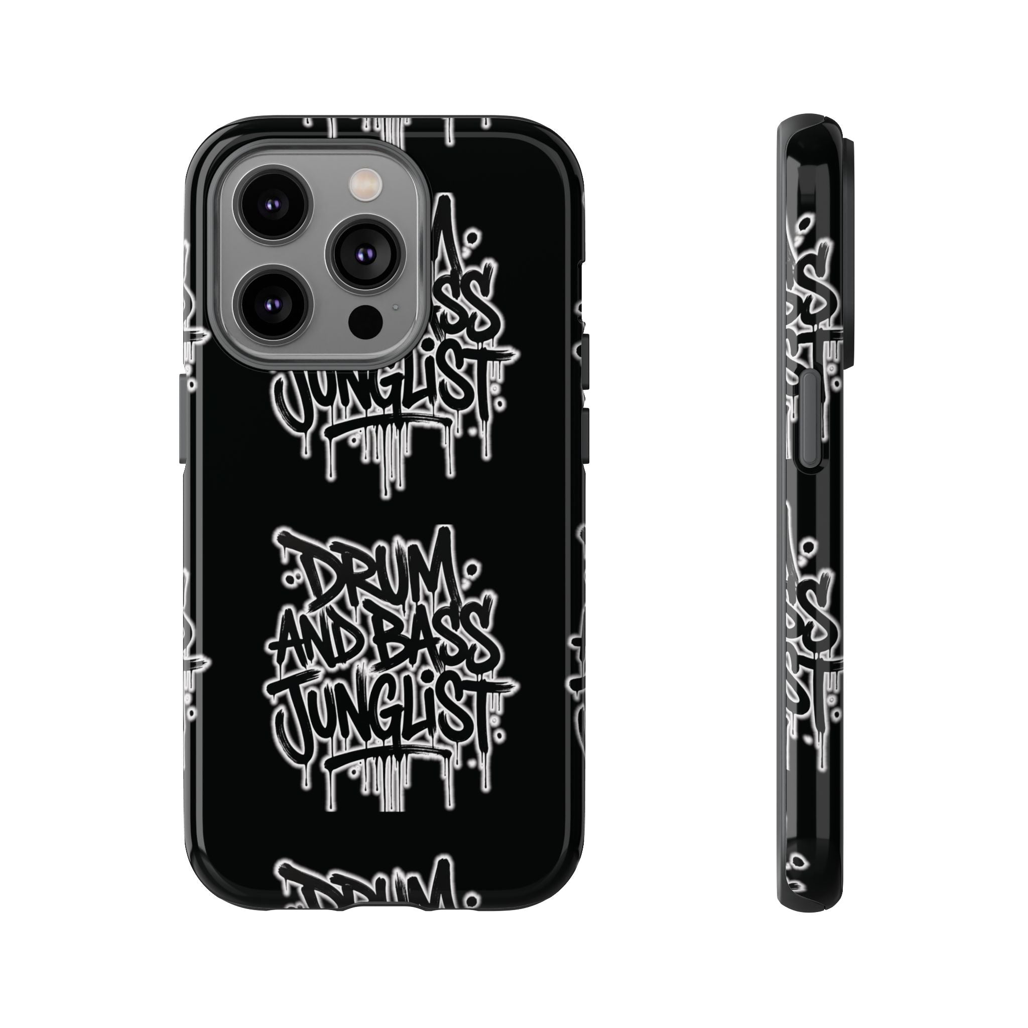 Drum and Bass Junglist Black Graffiti Tough Phone Case | iPhone & Samsung Protective Case