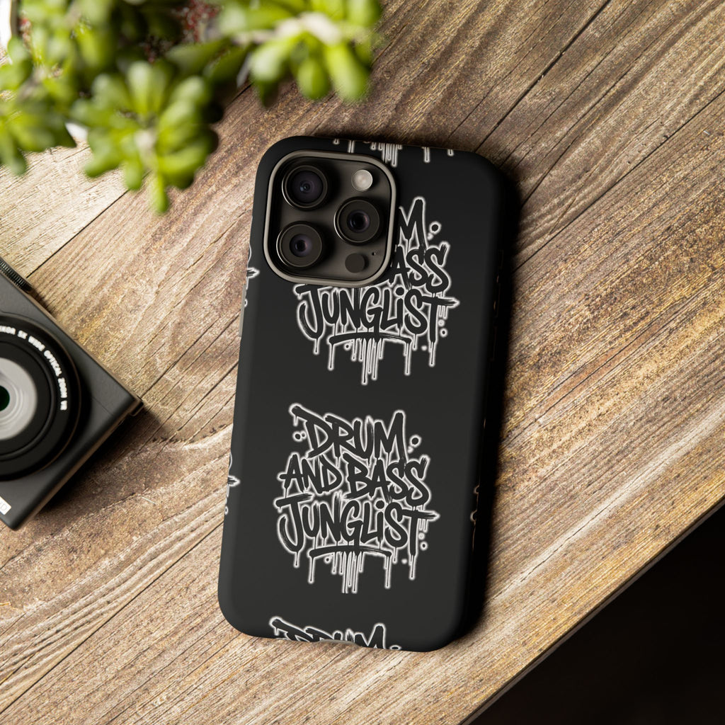 Drum and Bass Junglist Black Graffiti Tough Phone Case | iPhone & Samsung Protective Case