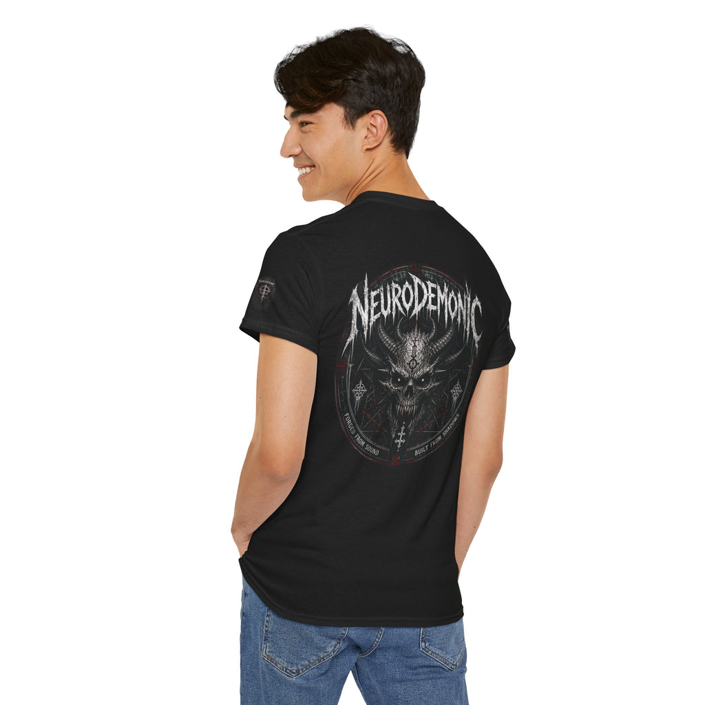 NeuroDemonic Cult Sigil T-Shirt – Forged From Sound, Built From Shadows | Premium Gildan Front & Back Graphic Tee