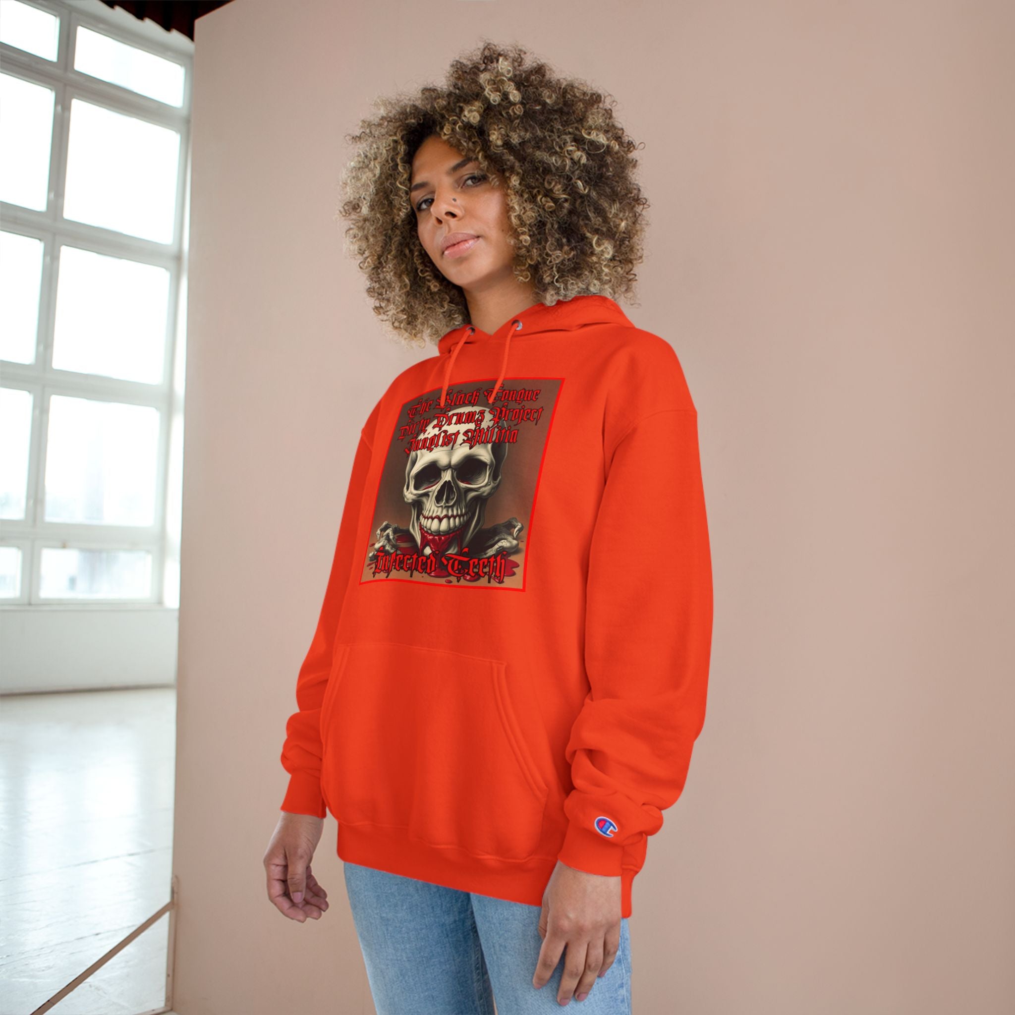 Champion Hoodie-INFECTED TEETH-The Black Tongue-Dirty Drumz- Project-Junglist Militia