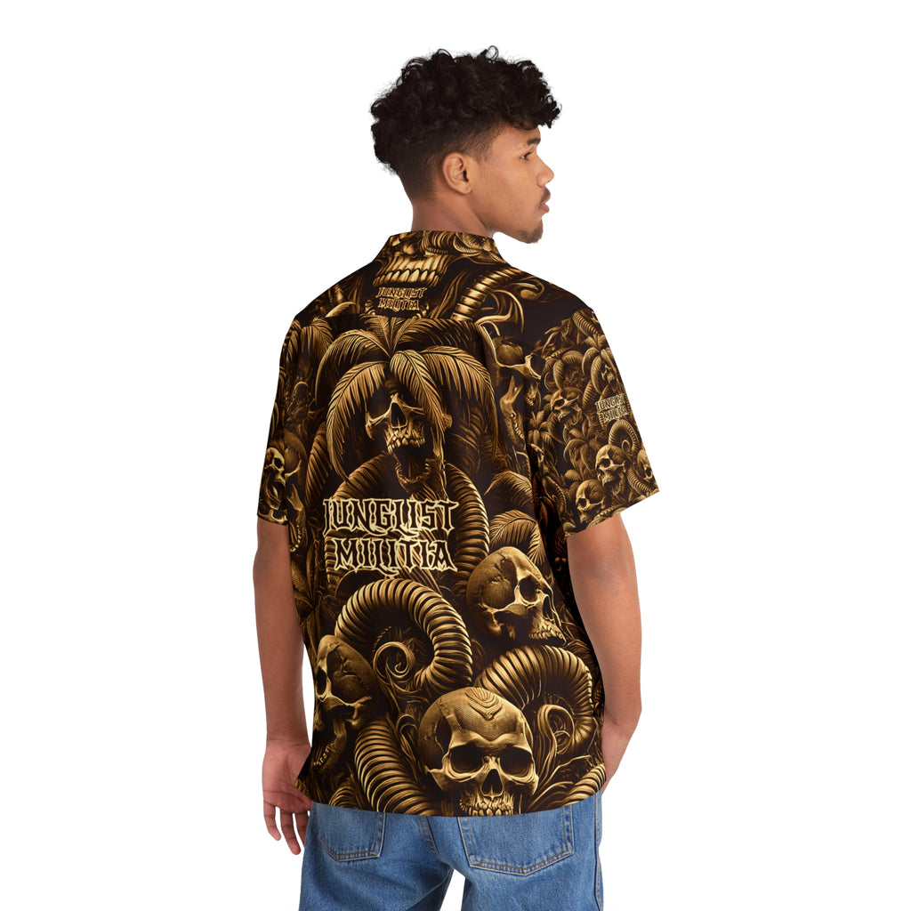 Men's Hawaiian VooDoo Tribal Skullz and Palm Treez Shirt (AOP) - Junglist militia Since 1996