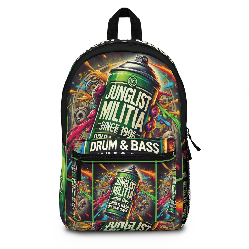 JUNGLIST MILITIA™ Since 1996 Graffiti Backpack | Drum & Bass Jungle Streetwear | Festival DJ Travel Backpack | Urban Rave Edition