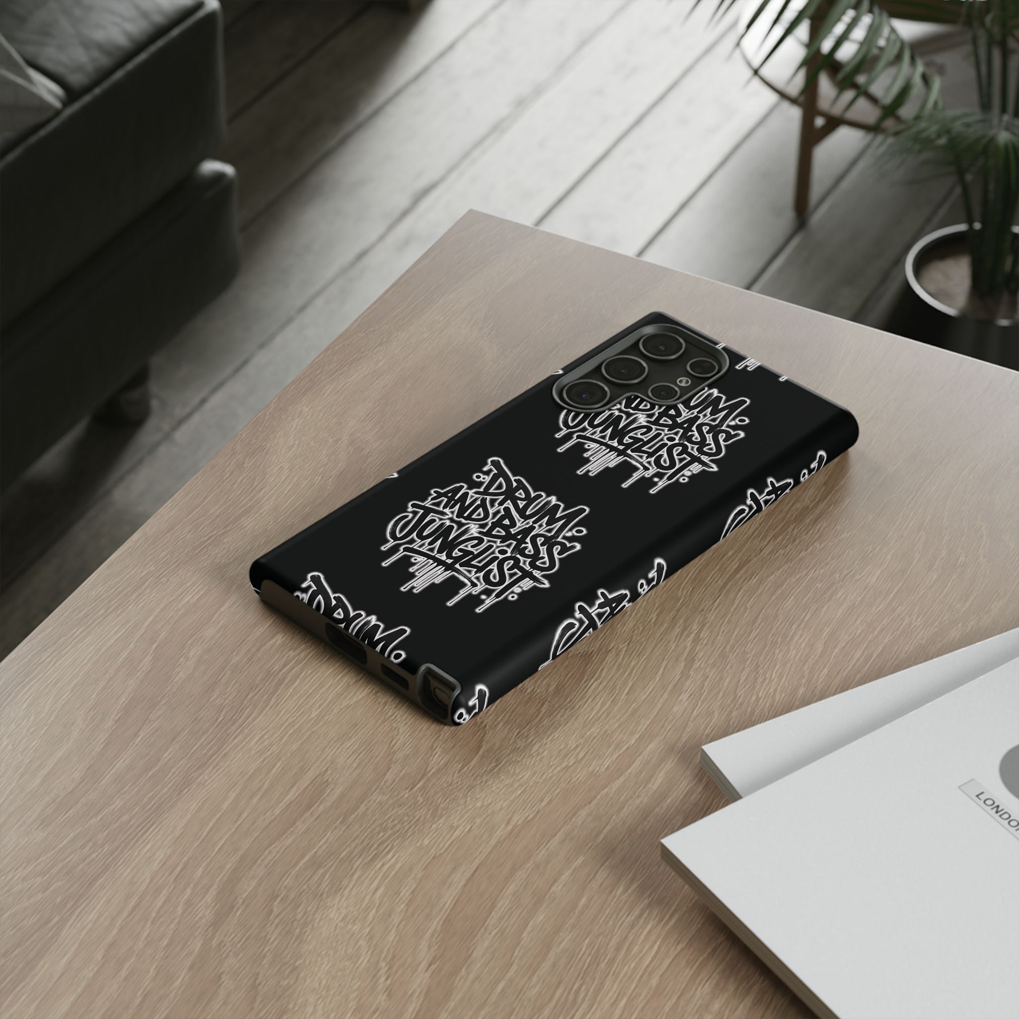 Drum and Bass Junglist Black Graffiti Tough Phone Case | iPhone & Samsung Protective Case
