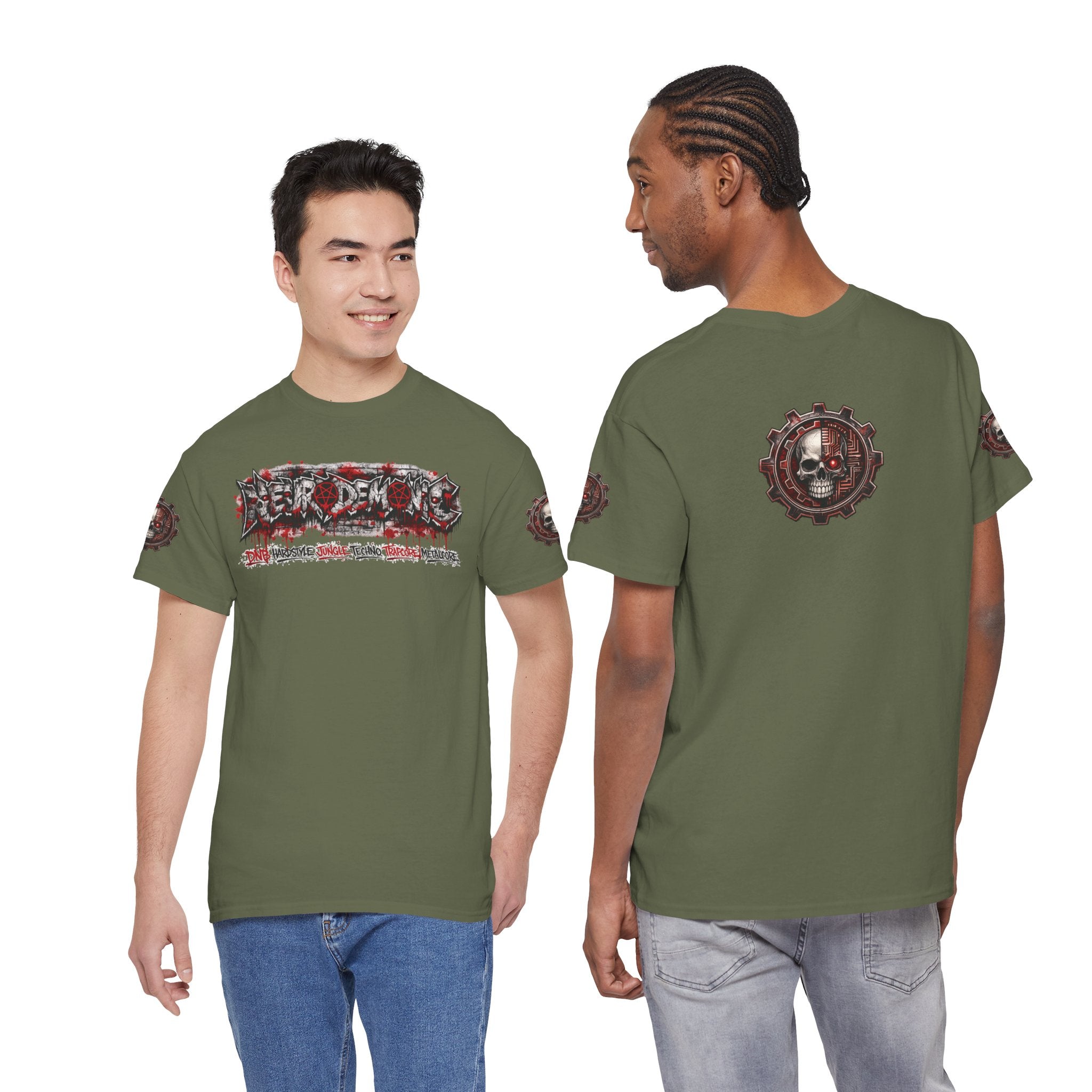 NEURODEMONIC™ Graffiti Skull Pentagram T Shirt | DNB Hardstyle Jungle Techno Trapcore Metalcore Streetwear |Skull Tee — Gildan Graphic Shirt