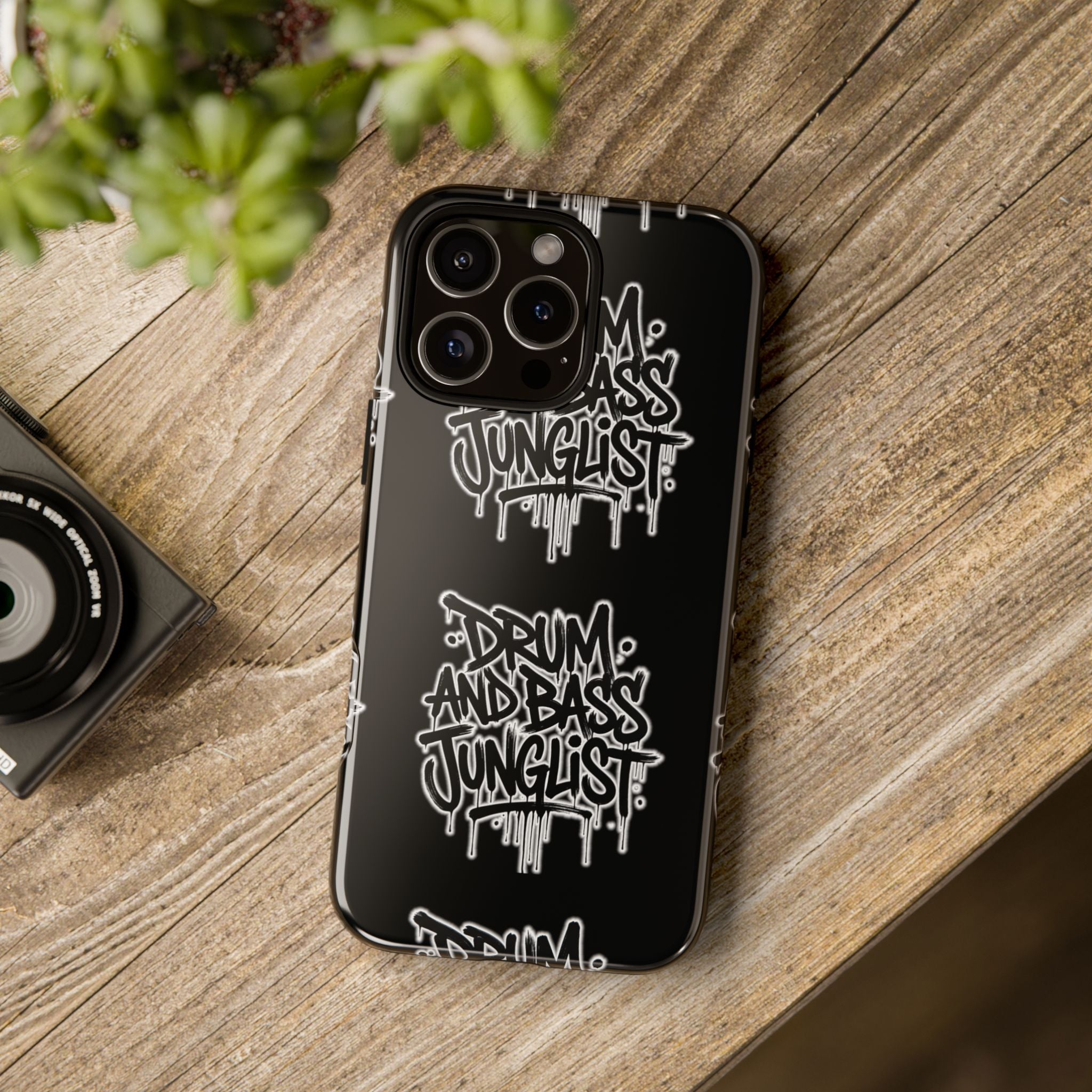 Drum and Bass Junglist Black Graffiti Tough Phone Case | iPhone & Samsung Protective Case