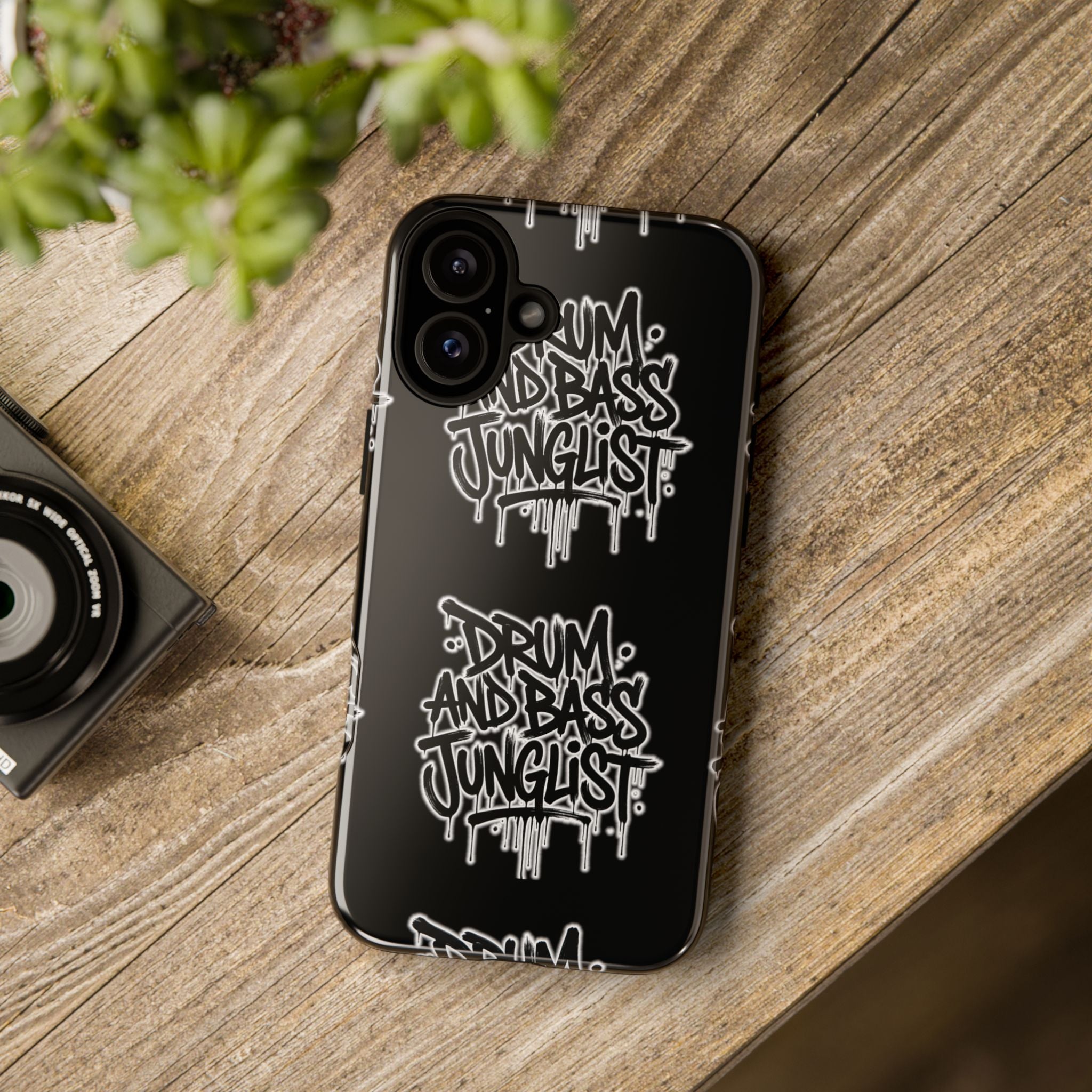 Drum and Bass Junglist Black Graffiti Tough Phone Case | iPhone & Samsung Protective Case