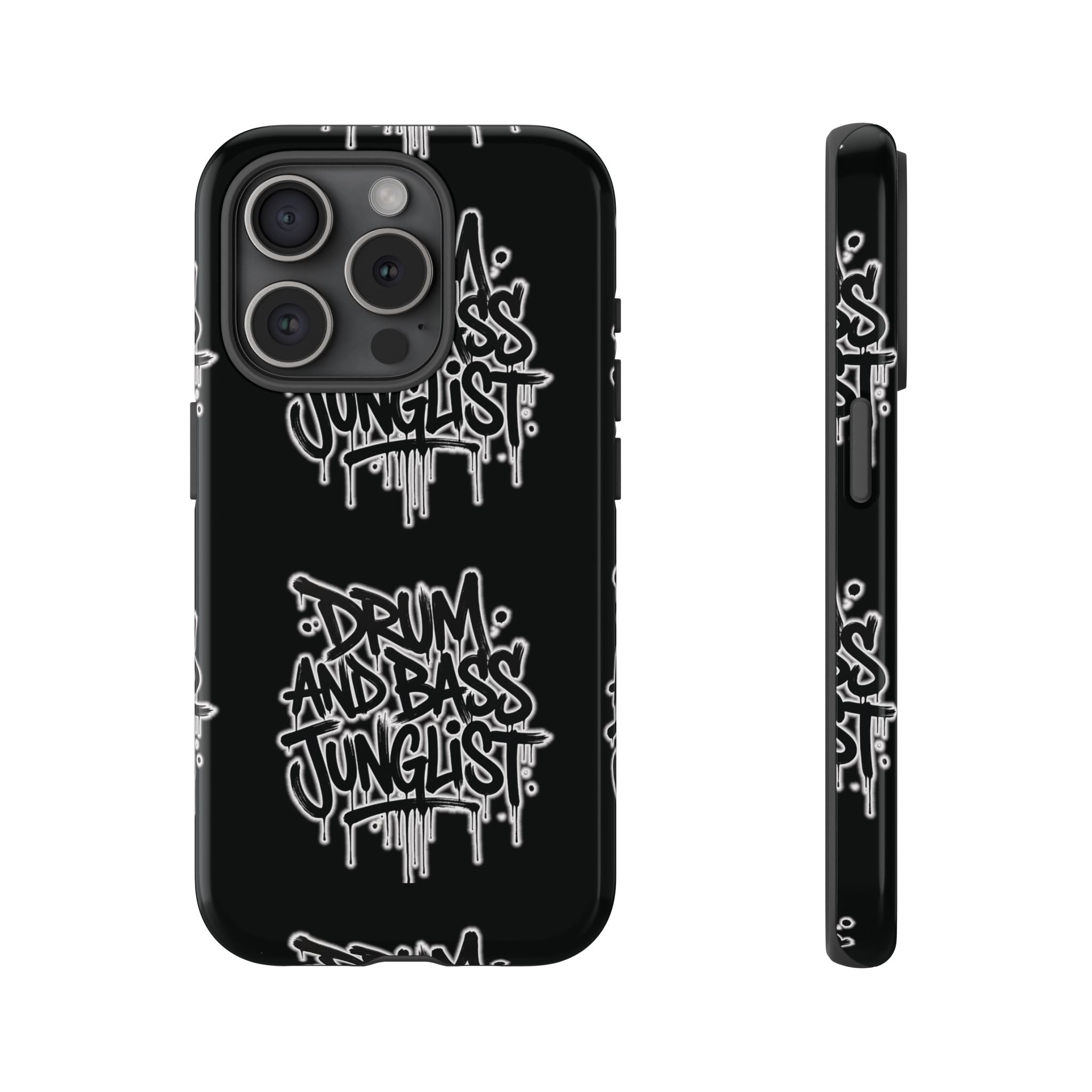 Drum and Bass Junglist Black Graffiti Tough Phone Case | iPhone & Samsung Protective Case