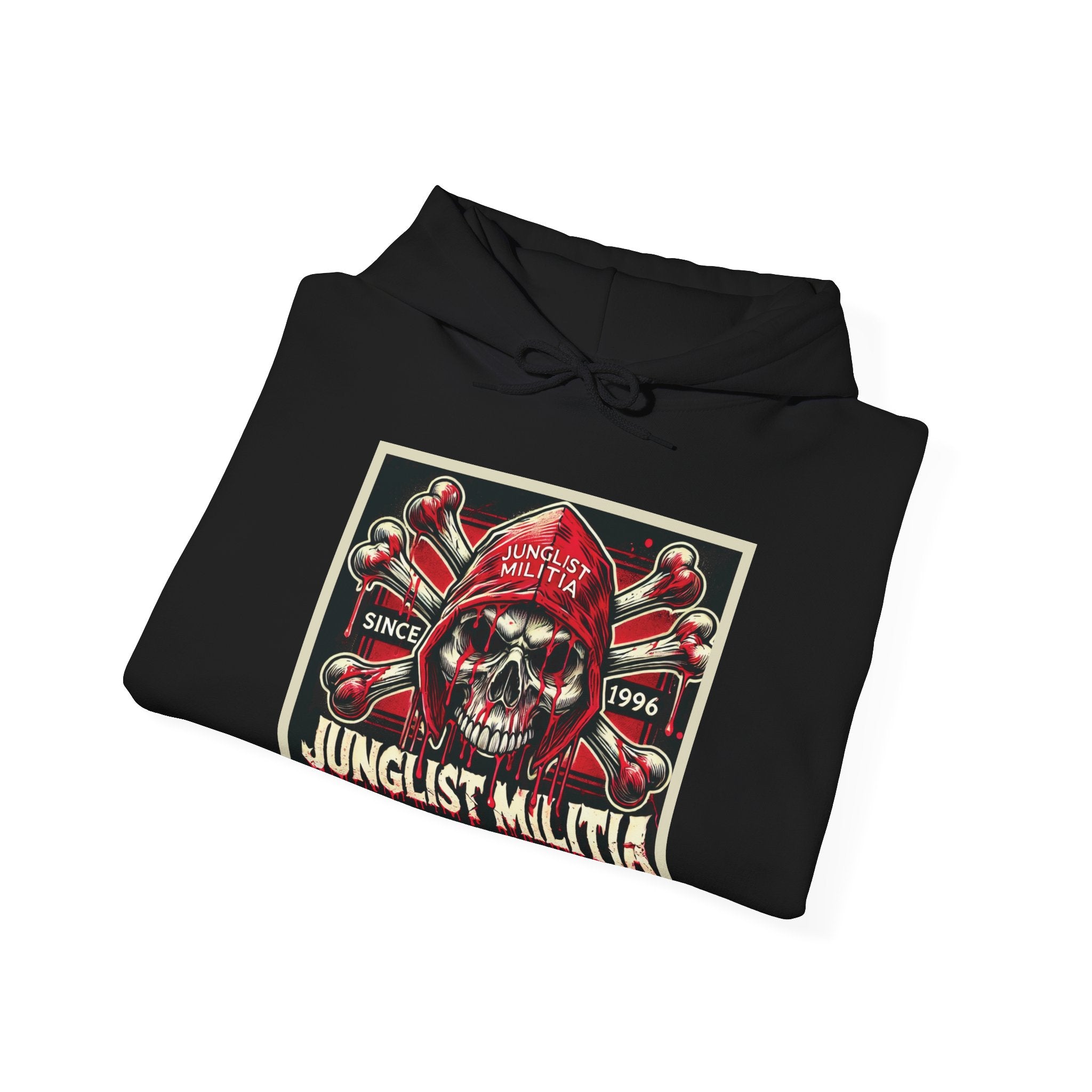 3rd and 4th Gen. Blood Red Skull Logo-Unisex Heavy Blend™ Hooded Sweatshirt- Junglist Militia Since 1996