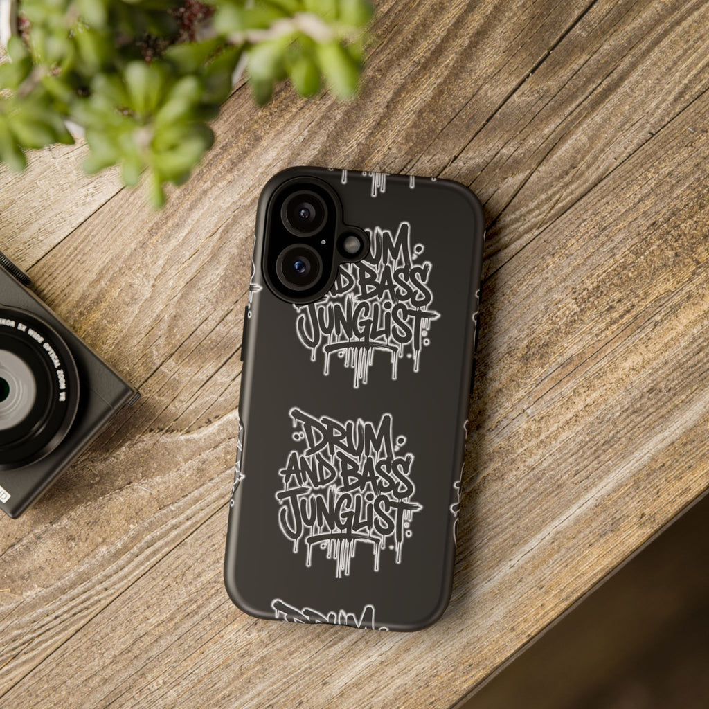 Drum and Bass Junglist Black Graffiti Tough Phone Case | iPhone & Samsung Protective Case