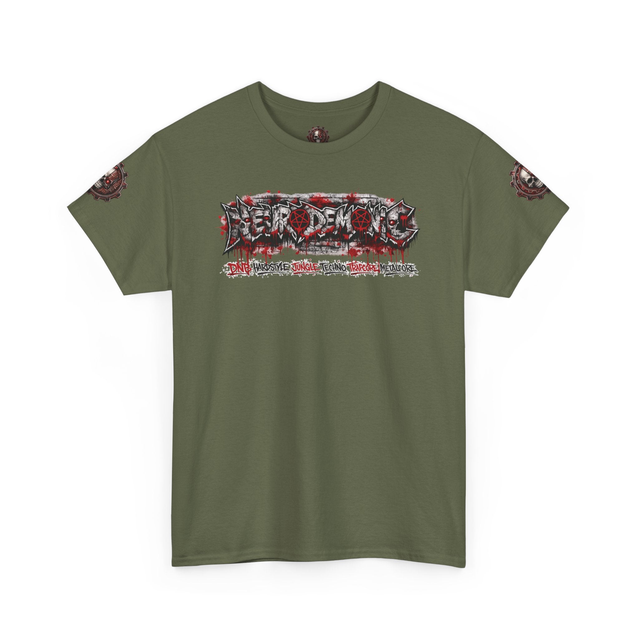 NEURODEMONIC™ Graffiti Skull Pentagram T Shirt | DNB Hardstyle Jungle Techno Trapcore Metalcore Streetwear |Skull Tee — Gildan Graphic Shirt
