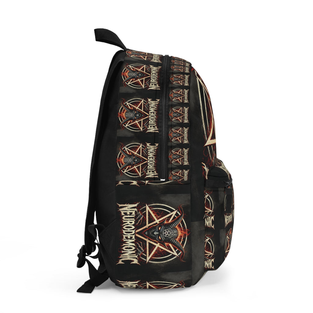 NeuroDemonic Goat Pentagram Backpack – Premium Heavy Metal Streetwear Edition