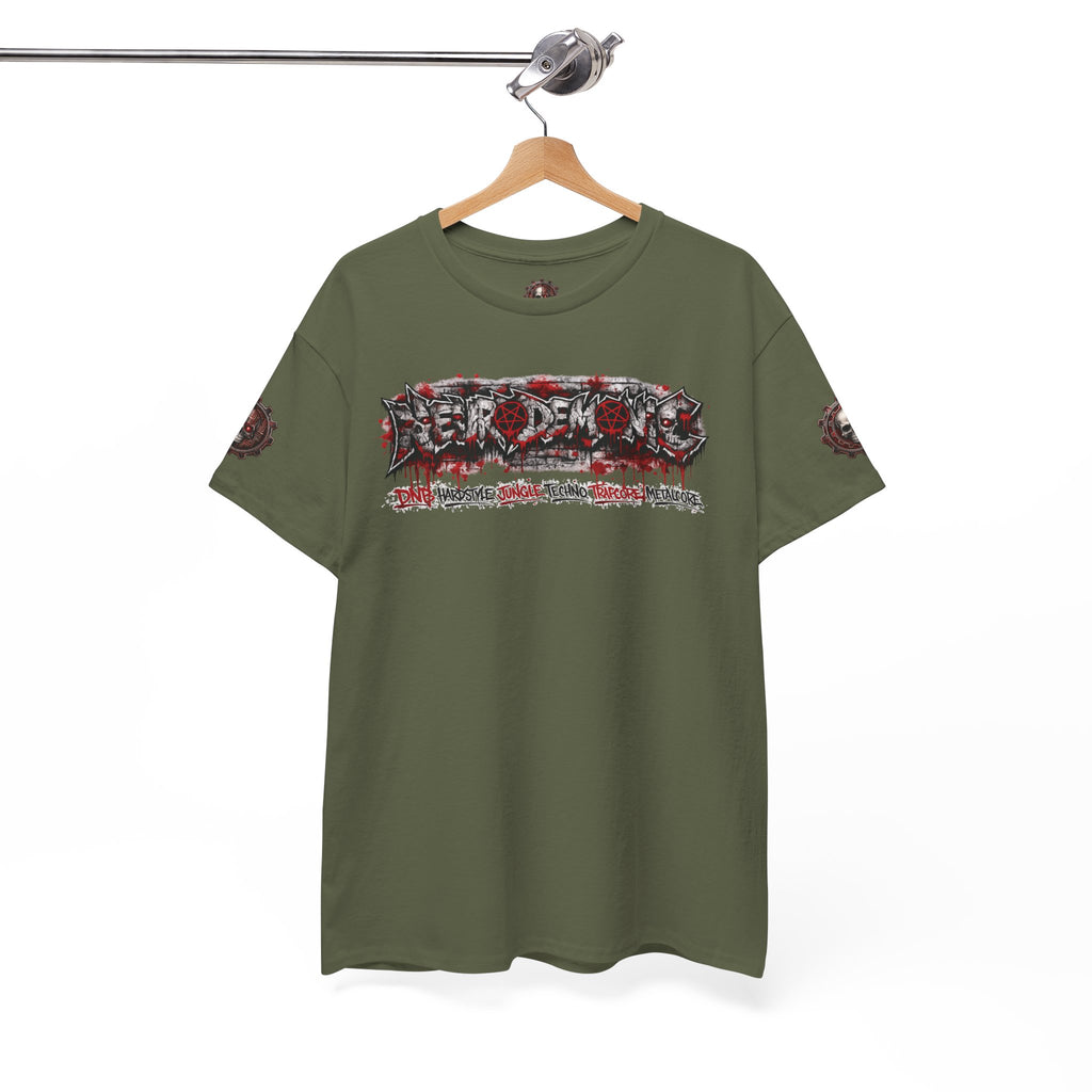 NEURODEMONIC™ Graffiti Skull Pentagram T Shirt | DNB Hardstyle Jungle Techno Trapcore Metalcore Streetwear |Skull Tee — Gildan Graphic Shirt