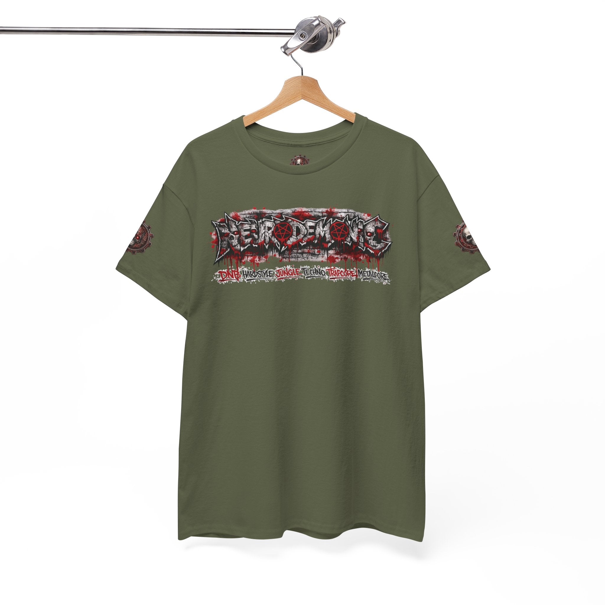 NEURODEMONIC™ Graffiti Skull Pentagram T Shirt | DNB Hardstyle Jungle Techno Trapcore Metalcore Streetwear |Skull Tee — Gildan Graphic Shirt