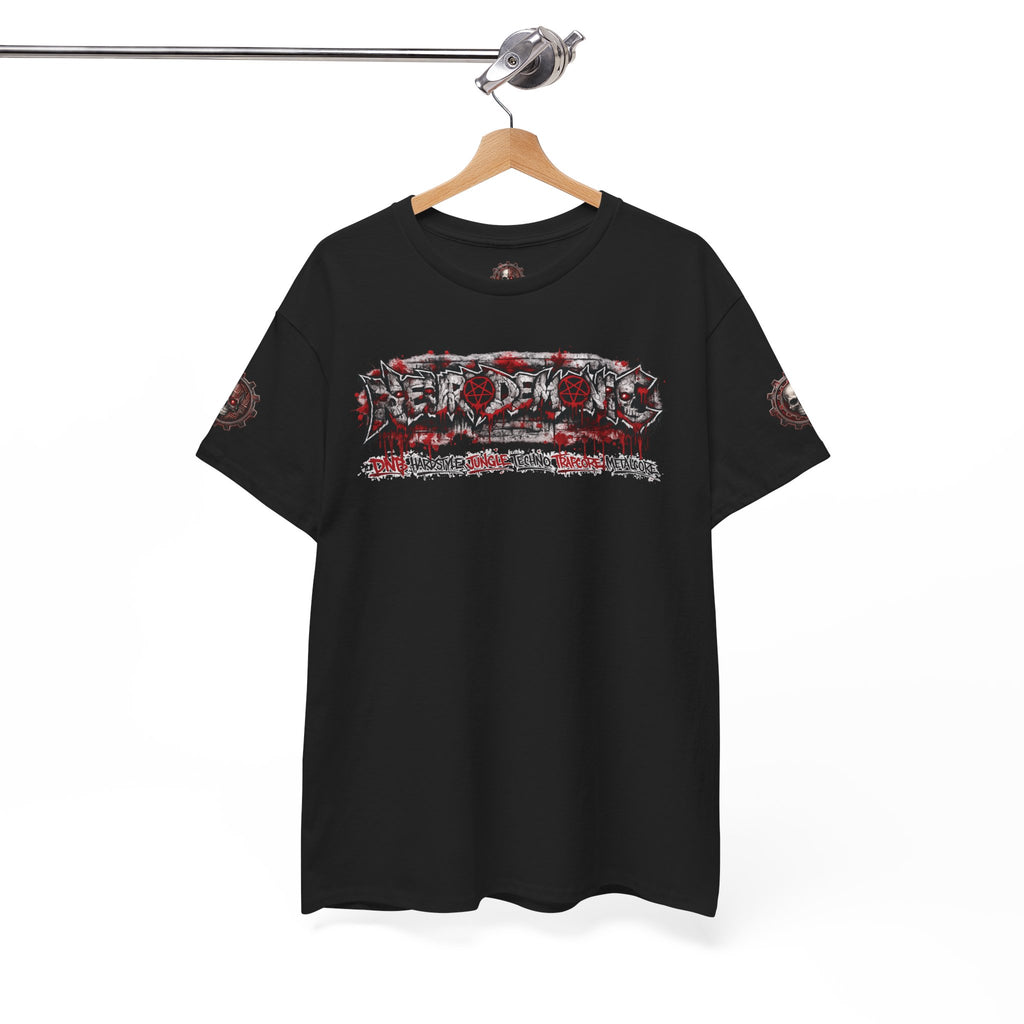 NEURODEMONIC™ Graffiti Skull Pentagram T Shirt | DNB Hardstyle Jungle Techno Trapcore Metalcore Streetwear |Skull Tee — Gildan Graphic Shirt