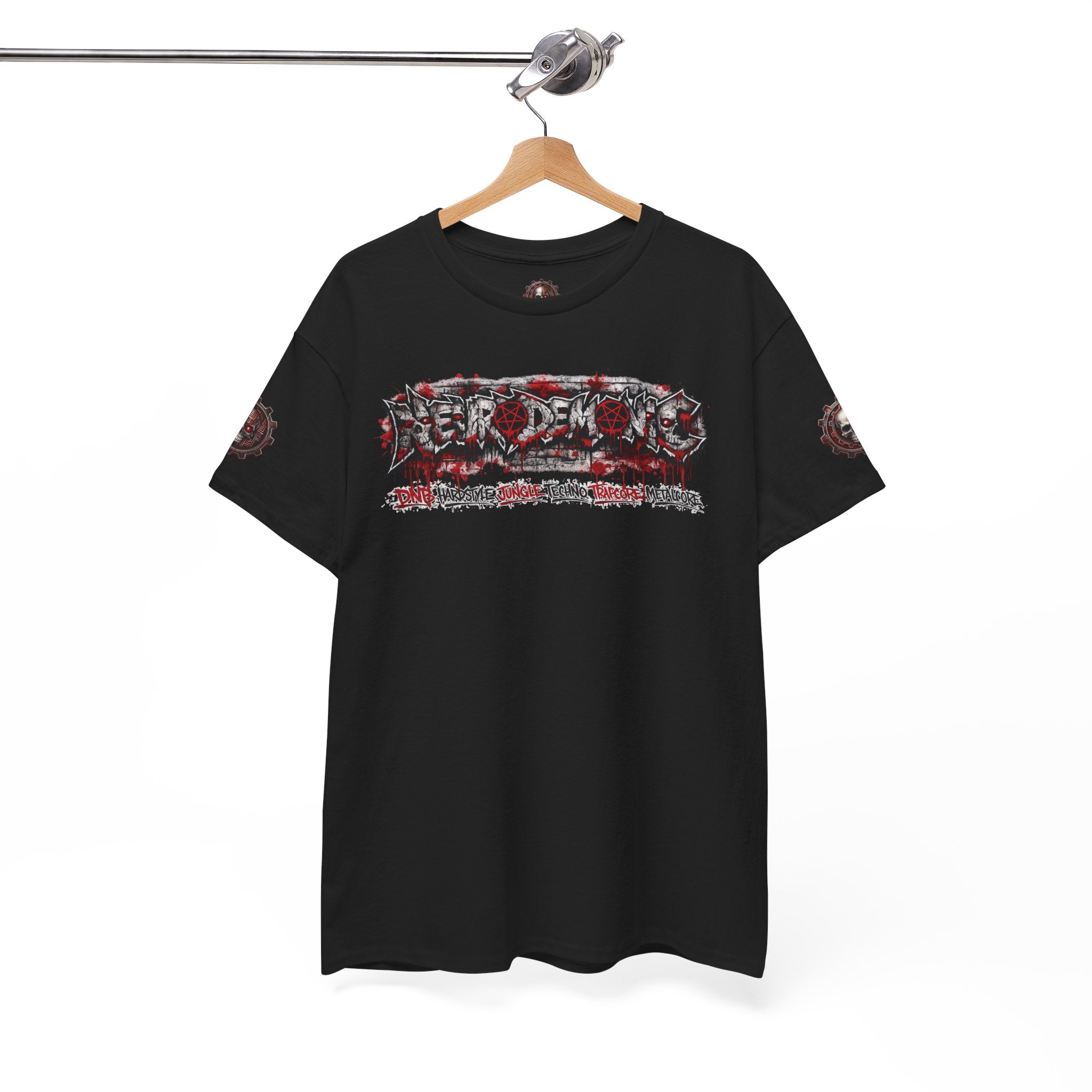 NEURODEMONIC™ Graffiti Skull Pentagram T Shirt | DNB Hardstyle Jungle Techno Trapcore Metalcore Streetwear |Skull Tee — Gildan Graphic Shirt