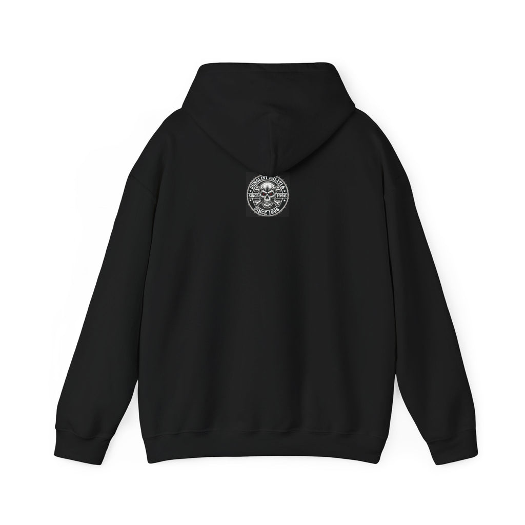 3rd and 4th Gen. Blood Red Skull Logo-Unisex Heavy Blend™ Hooded Sweatshirt- Junglist Militia Since 1996