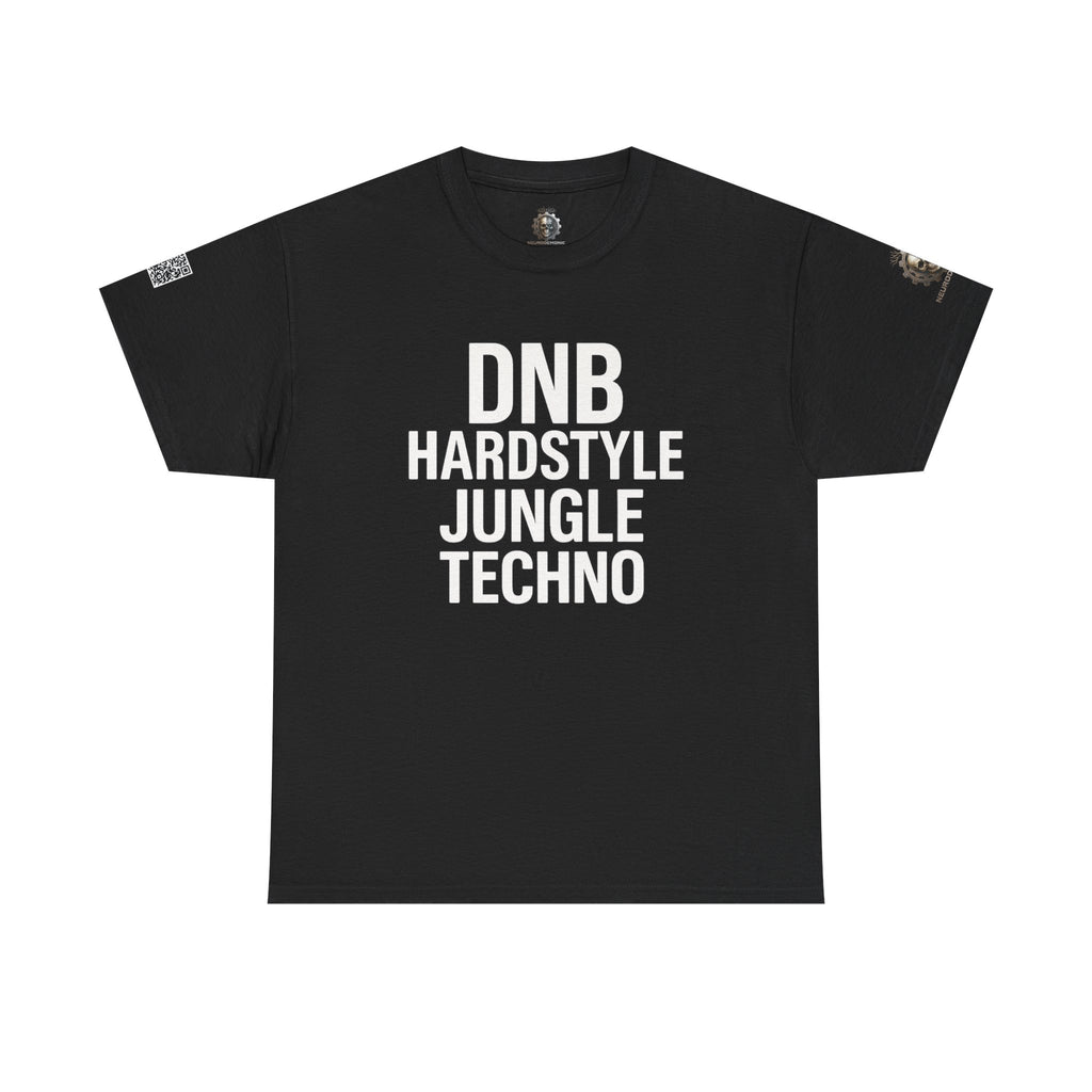 NeuroDemonic Electronic Music Genres T-Shirt — DNB Hardstyle Jungle Techno Graphic Tee
