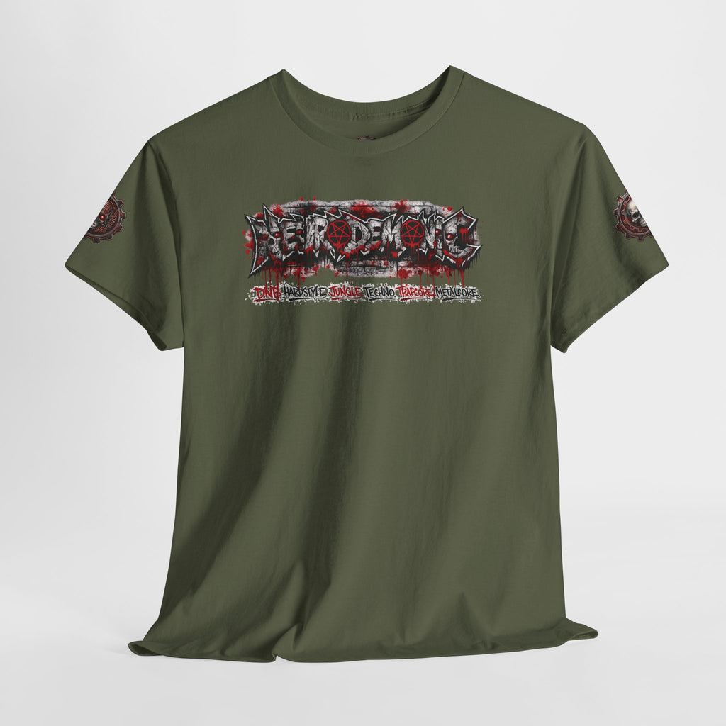 NEURODEMONIC™ Graffiti Skull Pentagram T Shirt | DNB Hardstyle Jungle Techno Trapcore Metalcore Streetwear |Skull Tee — Gildan Graphic Shirt