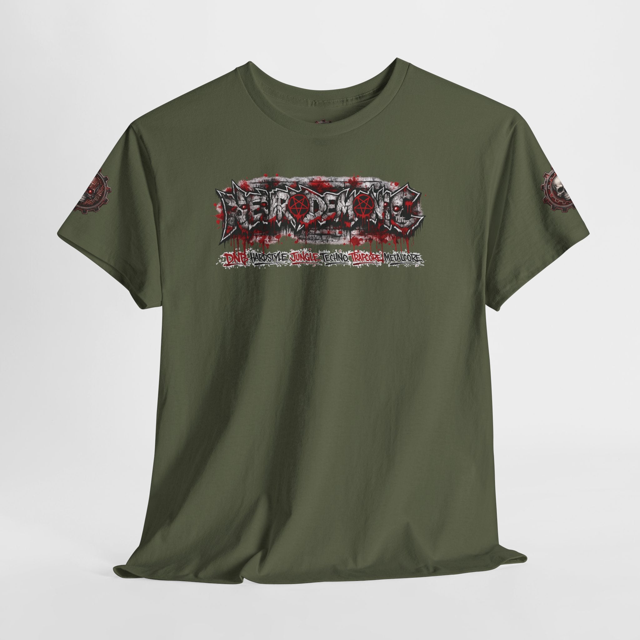 NEURODEMONIC™ Graffiti Skull Pentagram T Shirt | DNB Hardstyle Jungle Techno Trapcore Metalcore Streetwear |Skull Tee — Gildan Graphic Shirt