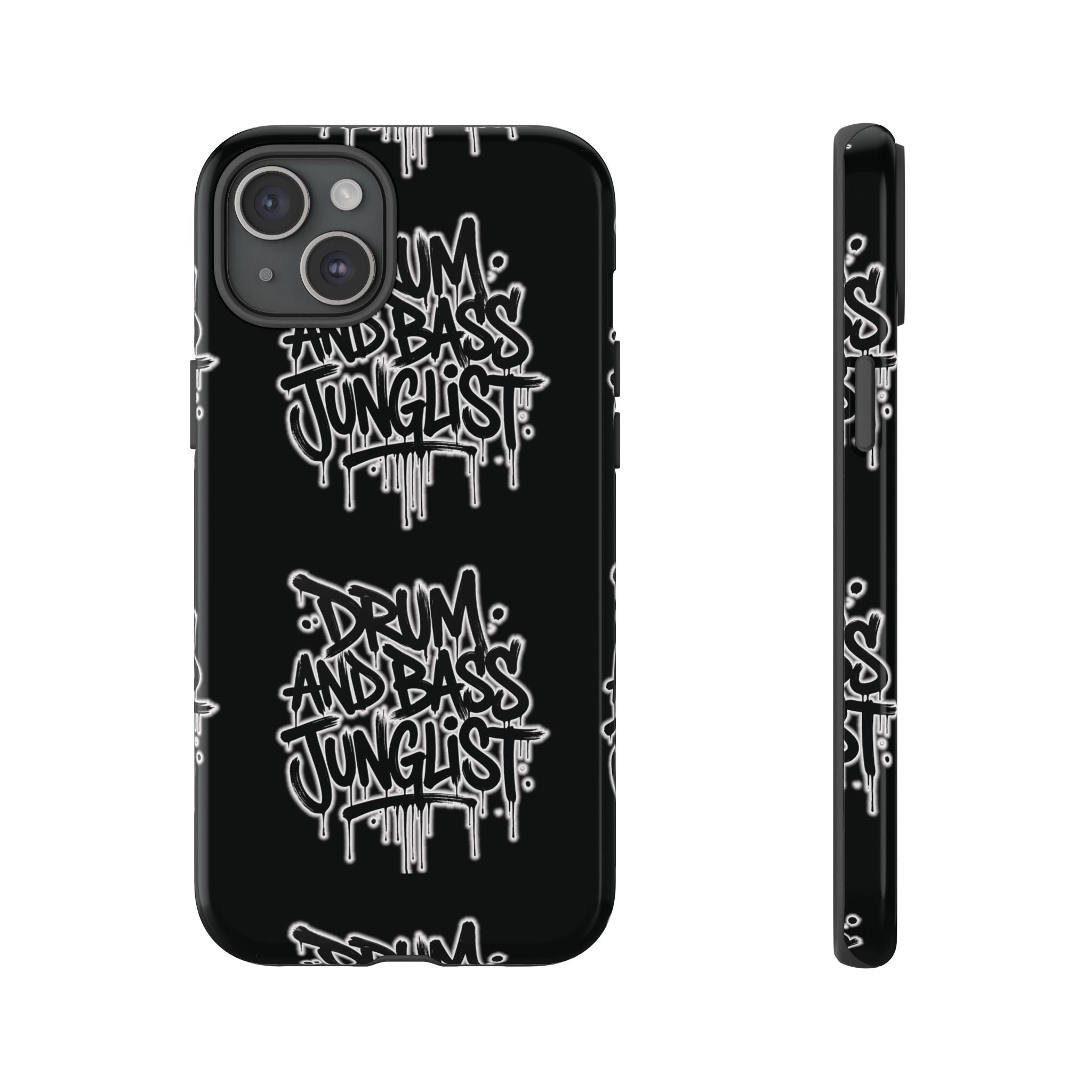 Drum and Bass Junglist Black Graffiti Tough Phone Case | iPhone & Samsung Protective Case