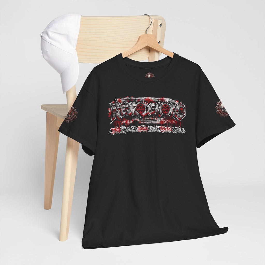 NEURODEMONIC™ Graffiti Skull Pentagram T Shirt | DNB Hardstyle Jungle Techno Trapcore Metalcore Streetwear |Skull Tee — Gildan Graphic Shirt