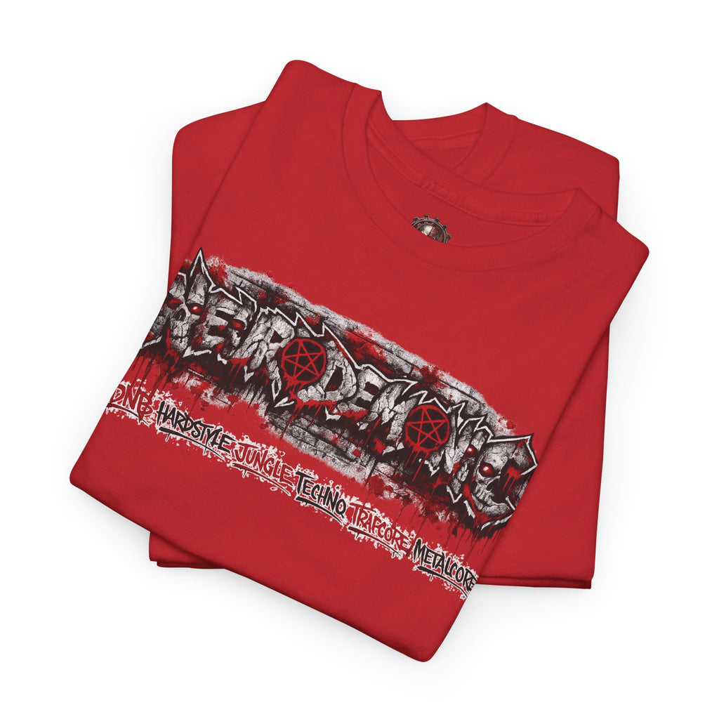 NEURODEMONIC™ Graffiti Skull Pentagram T Shirt | DNB Hardstyle Jungle Techno Trapcore Metalcore Streetwear |Skull Tee — Gildan Graphic Shirt