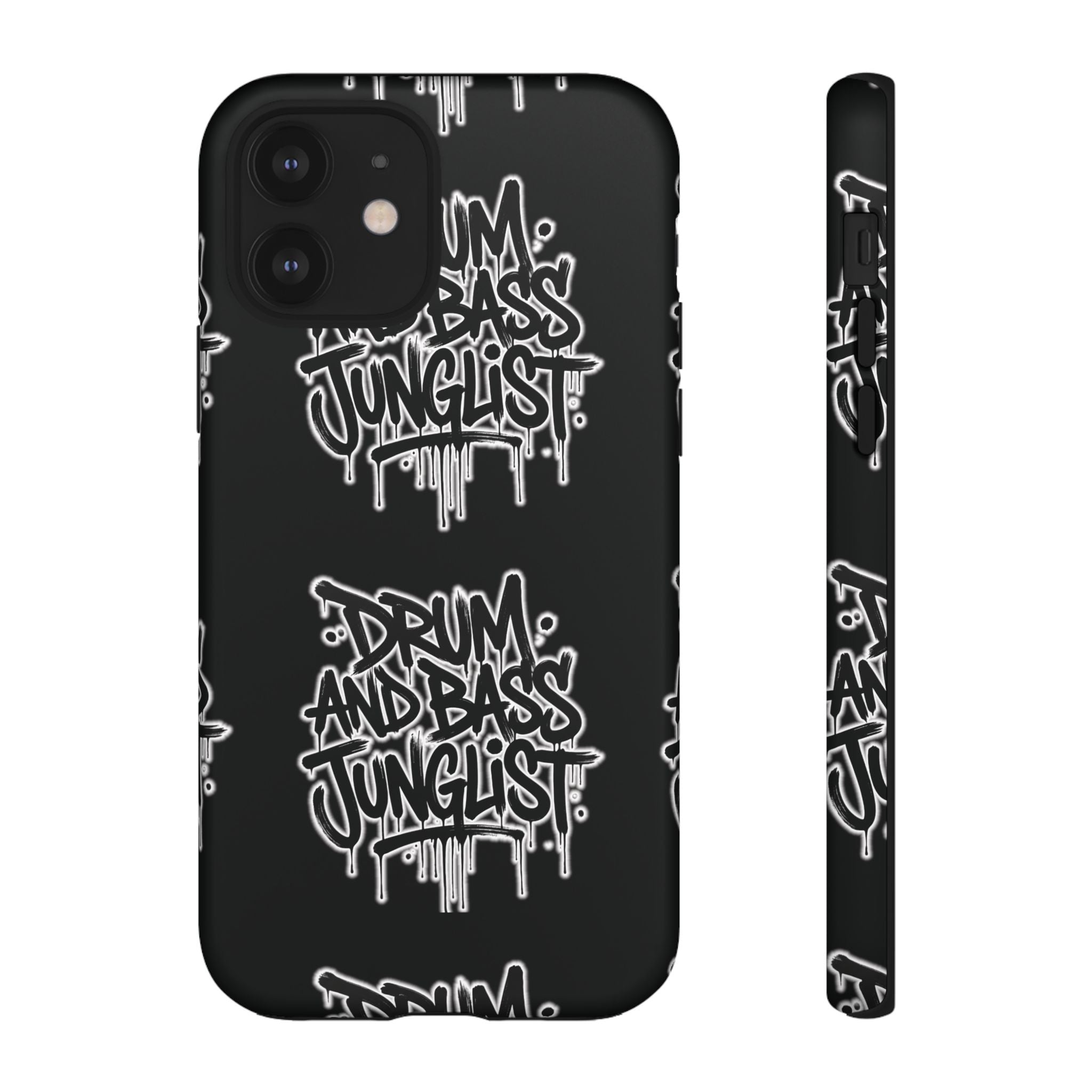 Drum and Bass Junglist Black Graffiti Tough Phone Case | iPhone & Samsung Protective Case