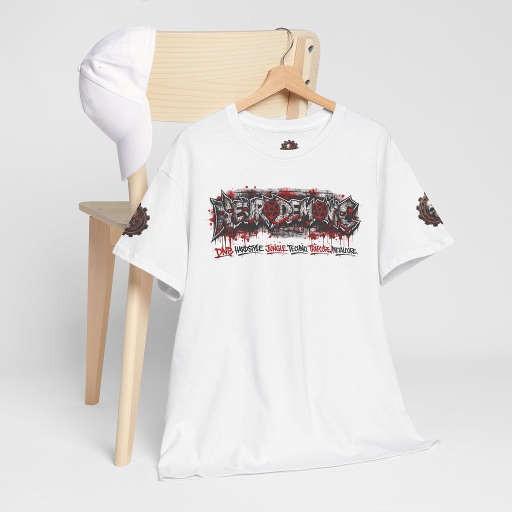 NEURODEMONIC™ Graffiti Skull Pentagram T Shirt | DNB Hardstyle Jungle Techno Trapcore Metalcore Streetwear |Skull Tee — Gildan Graphic Shirt