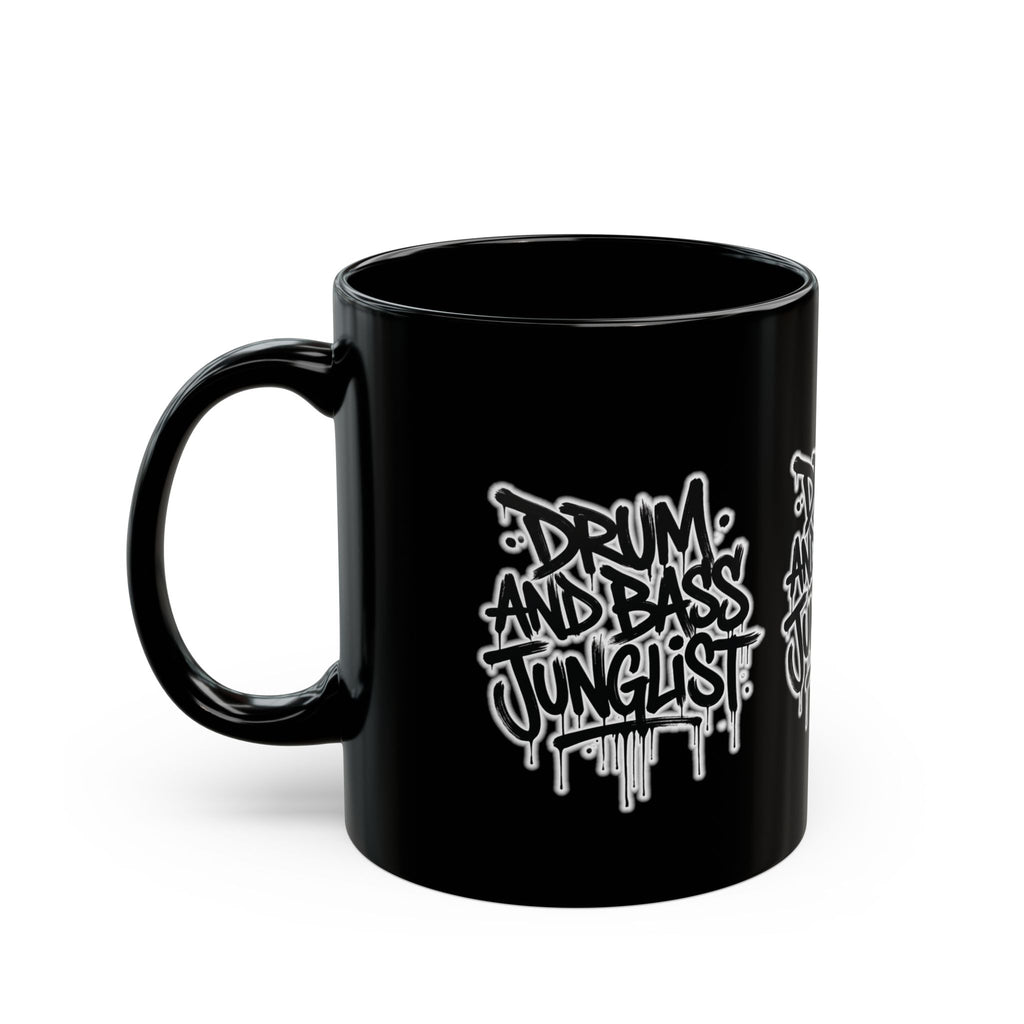 Drum and Bass Junglist Black Coffee Mug – Graffiti Logo | 11oz & 15oz | NeuroDemonic® Official Merchandise