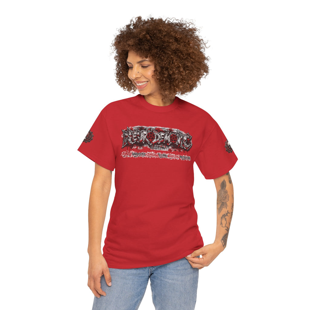NEURODEMONIC™ Graffiti Skull Pentagram T Shirt | DNB Hardstyle Jungle Techno Trapcore Metalcore Streetwear |Skull Tee — Gildan Graphic Shirt