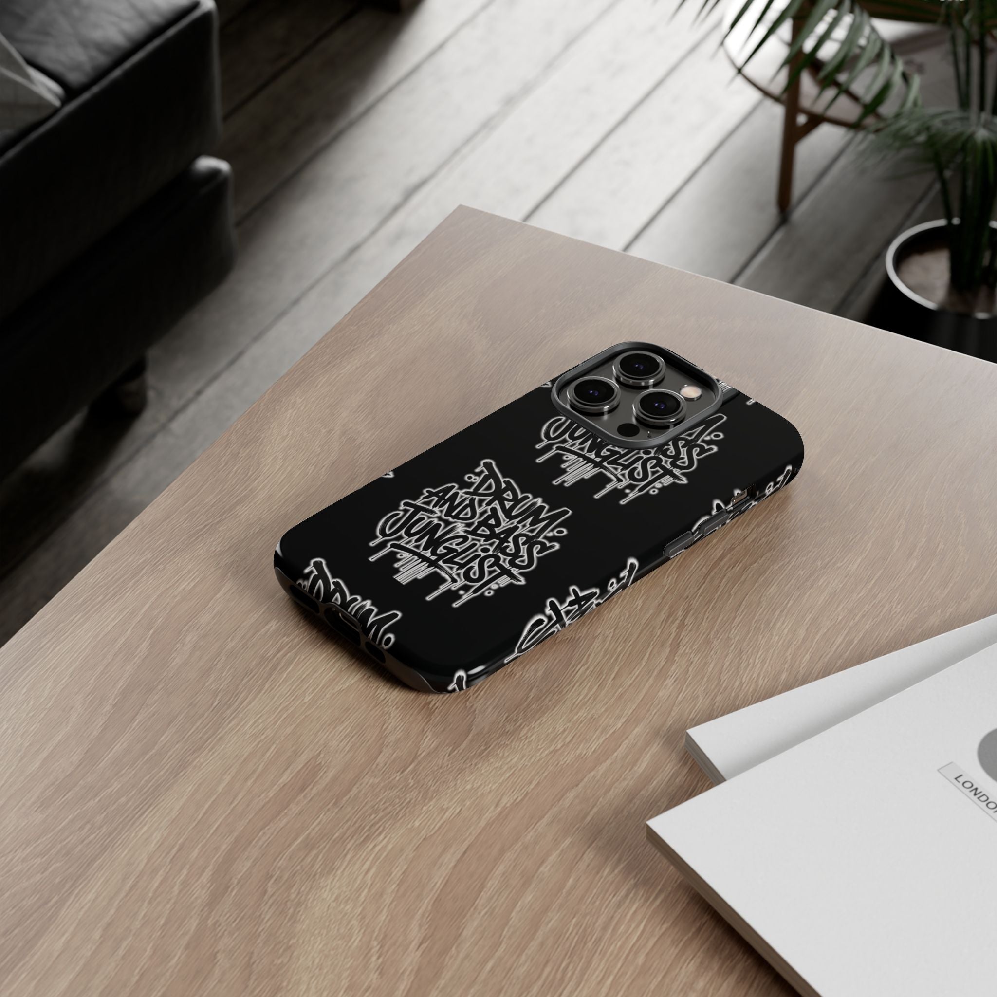 Drum and Bass Junglist Black Graffiti Tough Phone Case | iPhone & Samsung Protective Case