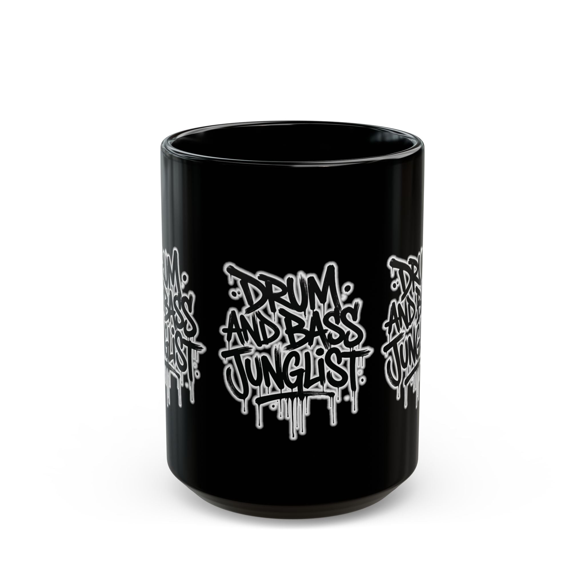 Drum and Bass Junglist Black Coffee Mug – Graffiti Logo | 11oz & 15oz | NeuroDemonic® Official Merchandise
