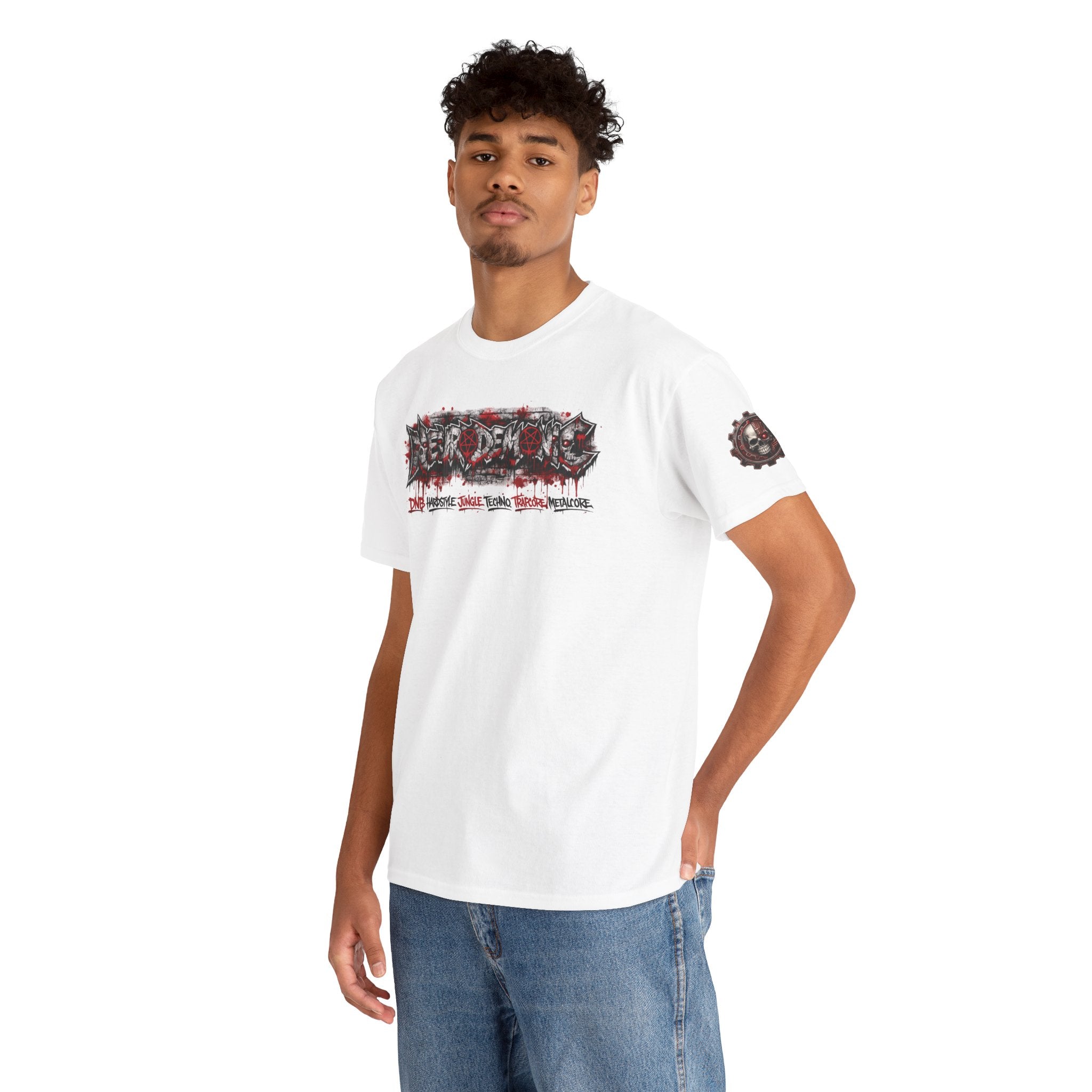 NEURODEMONIC™ Graffiti Skull Pentagram T Shirt | DNB Hardstyle Jungle Techno Trapcore Metalcore Streetwear |Skull Tee — Gildan Graphic Shirt