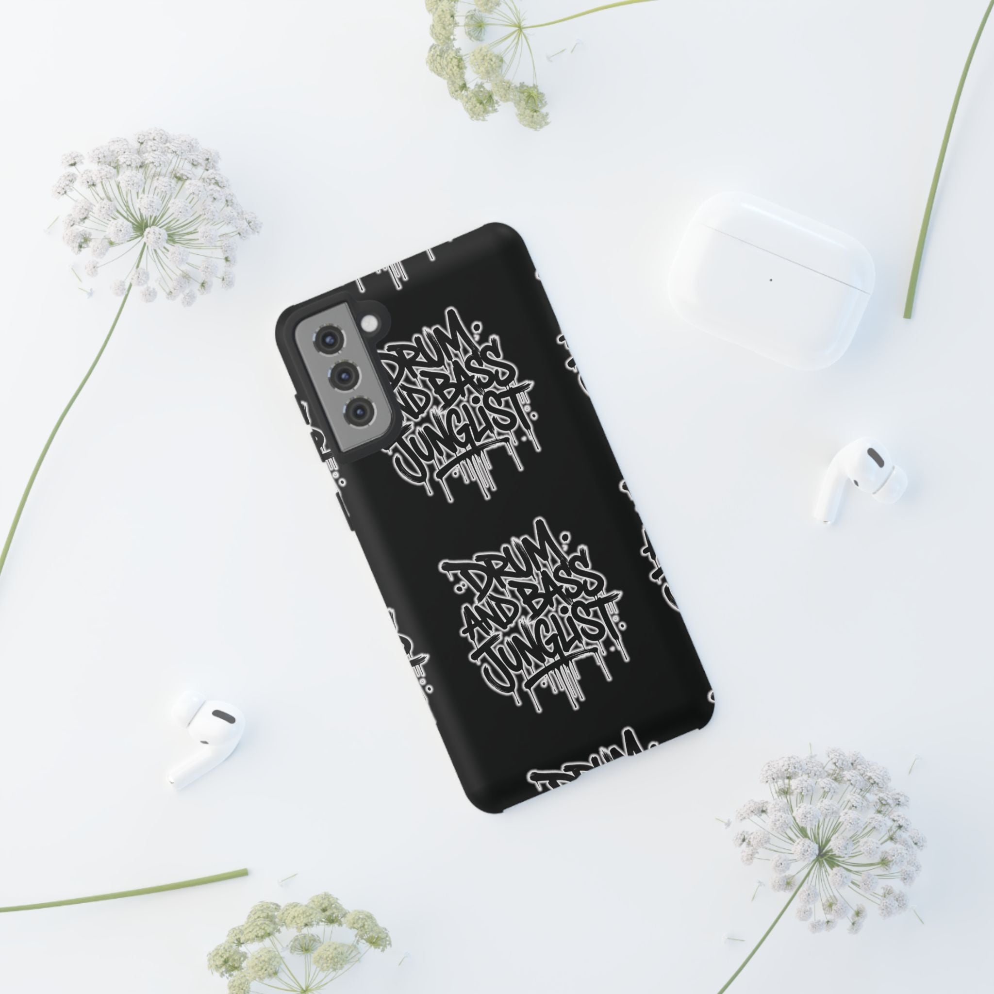 Drum and Bass Junglist Black Graffiti Tough Phone Case | iPhone & Samsung Protective Case