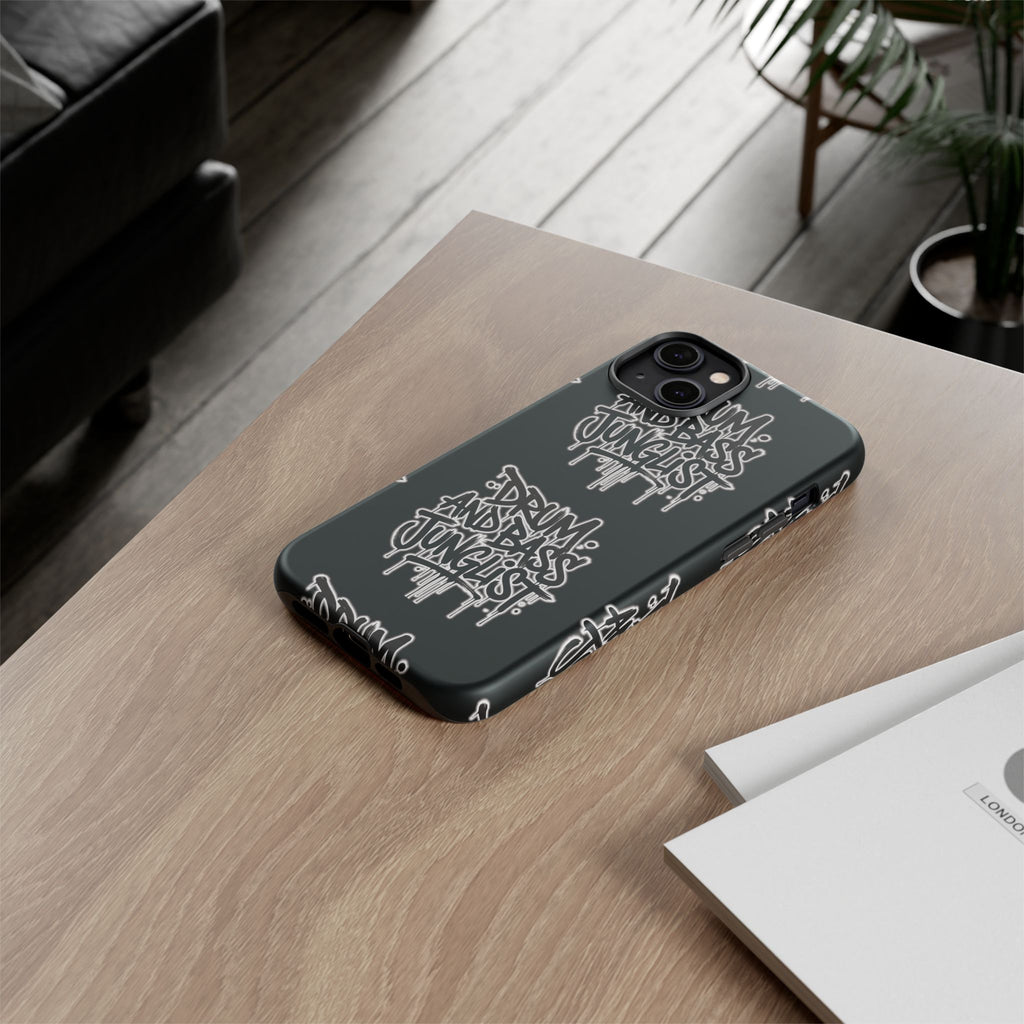 Drum and Bass Junglist Black Graffiti Tough Phone Case | iPhone & Samsung Protective Case
