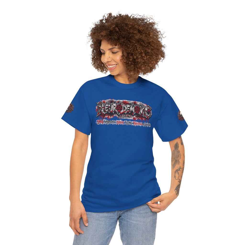 NEURODEMONIC™ Graffiti Skull Pentagram T Shirt | DNB Hardstyle Jungle Techno Trapcore Metalcore Streetwear |Skull Tee — Gildan Graphic Shirt