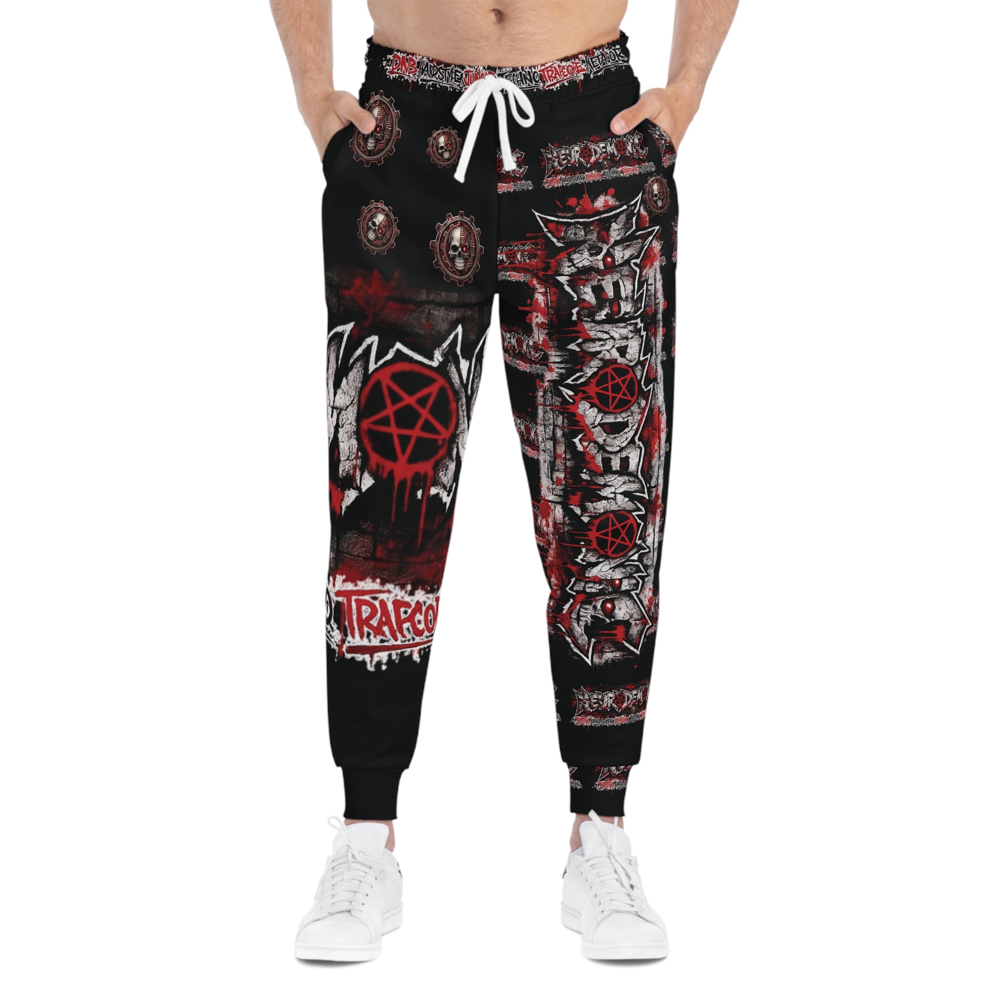 NEURODEMONIC™ Graffiti Skull Pentagram Joggers | DNB Hardstyle Jungle Techno Trapcore Metalcore Streetwear