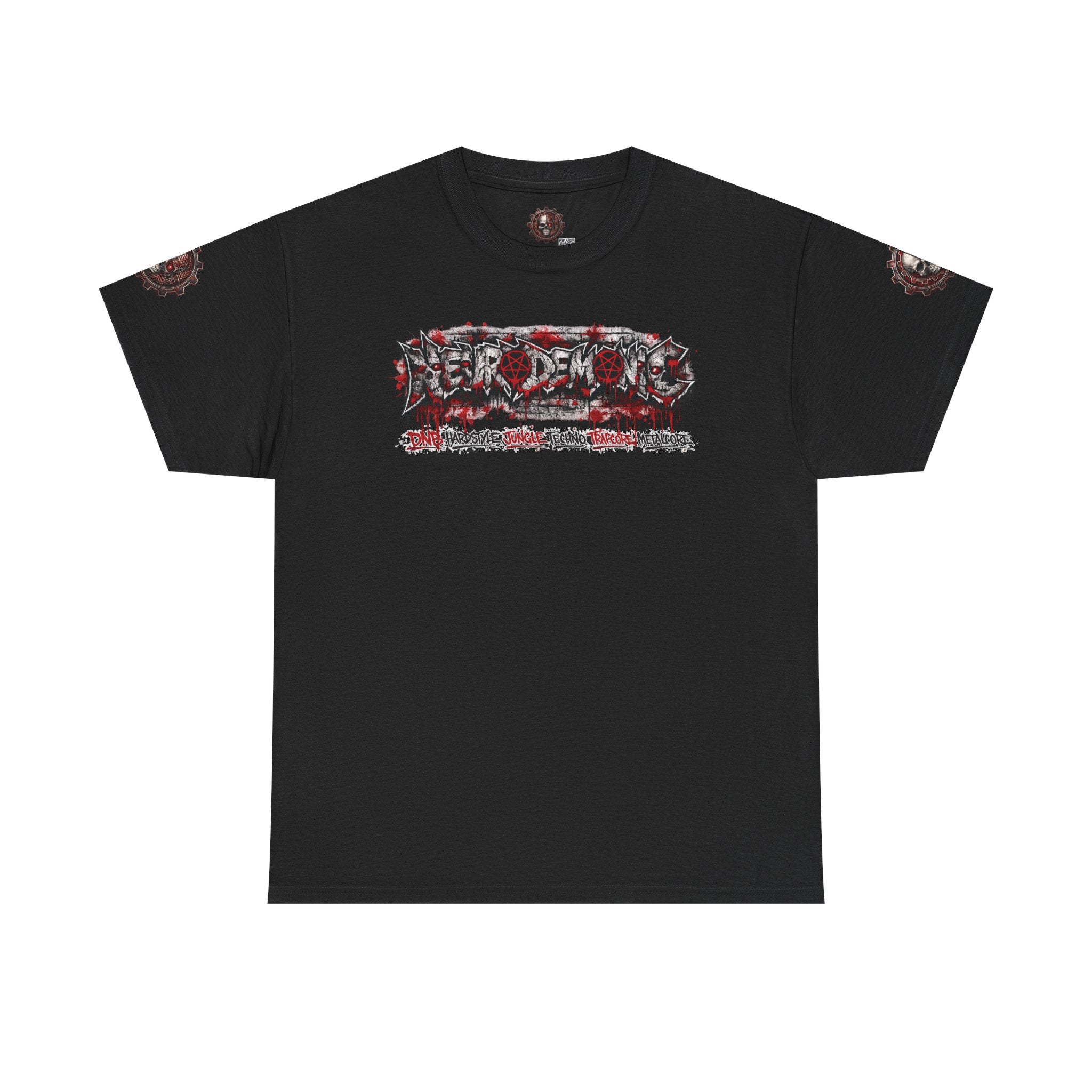 NEURODEMONIC™ Graffiti Skull Pentagram T Shirt | DNB Hardstyle Jungle Techno Trapcore Metalcore Streetwear |Skull Tee — Gildan Graphic Shirt