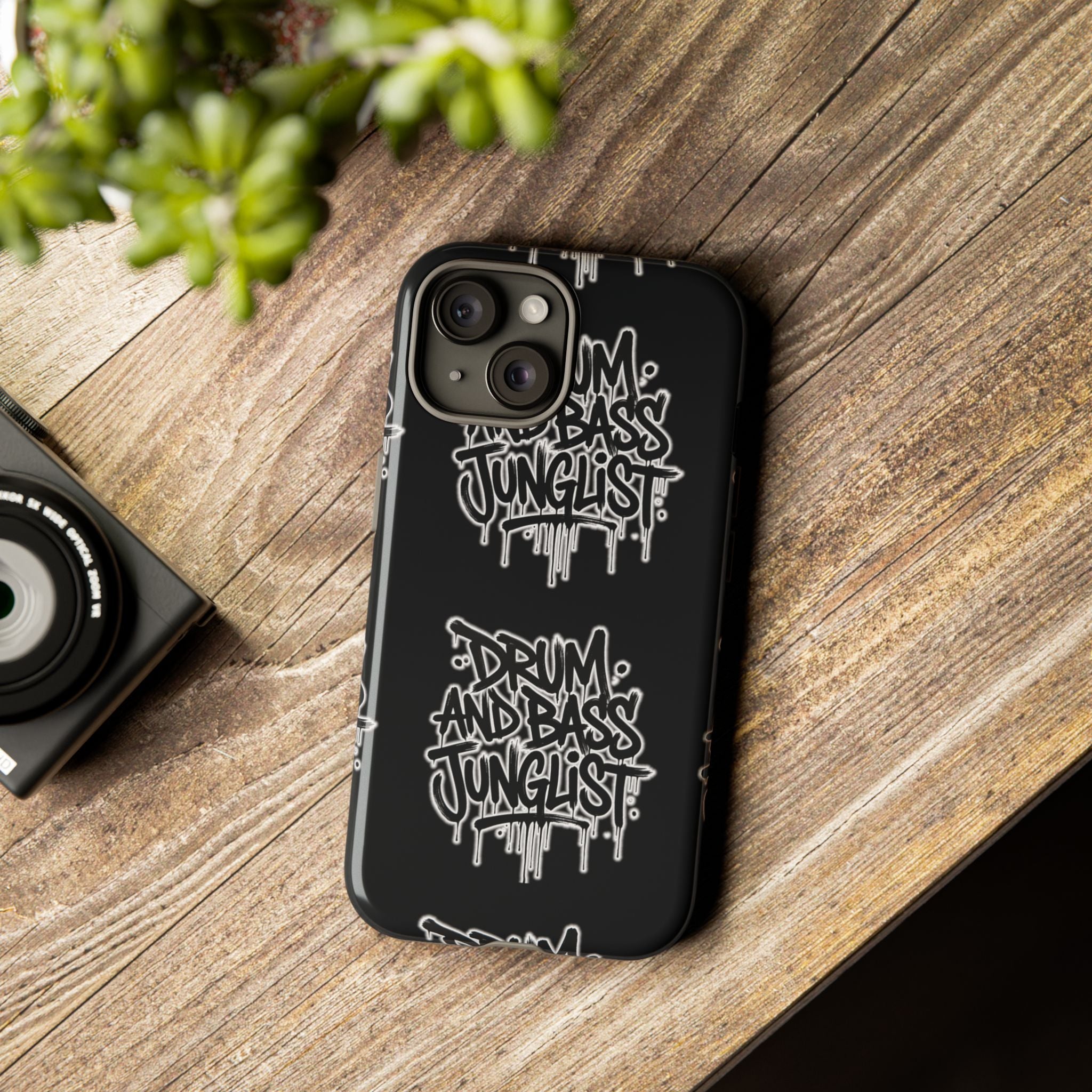 Drum and Bass Junglist Black Graffiti Tough Phone Case | iPhone & Samsung Protective Case