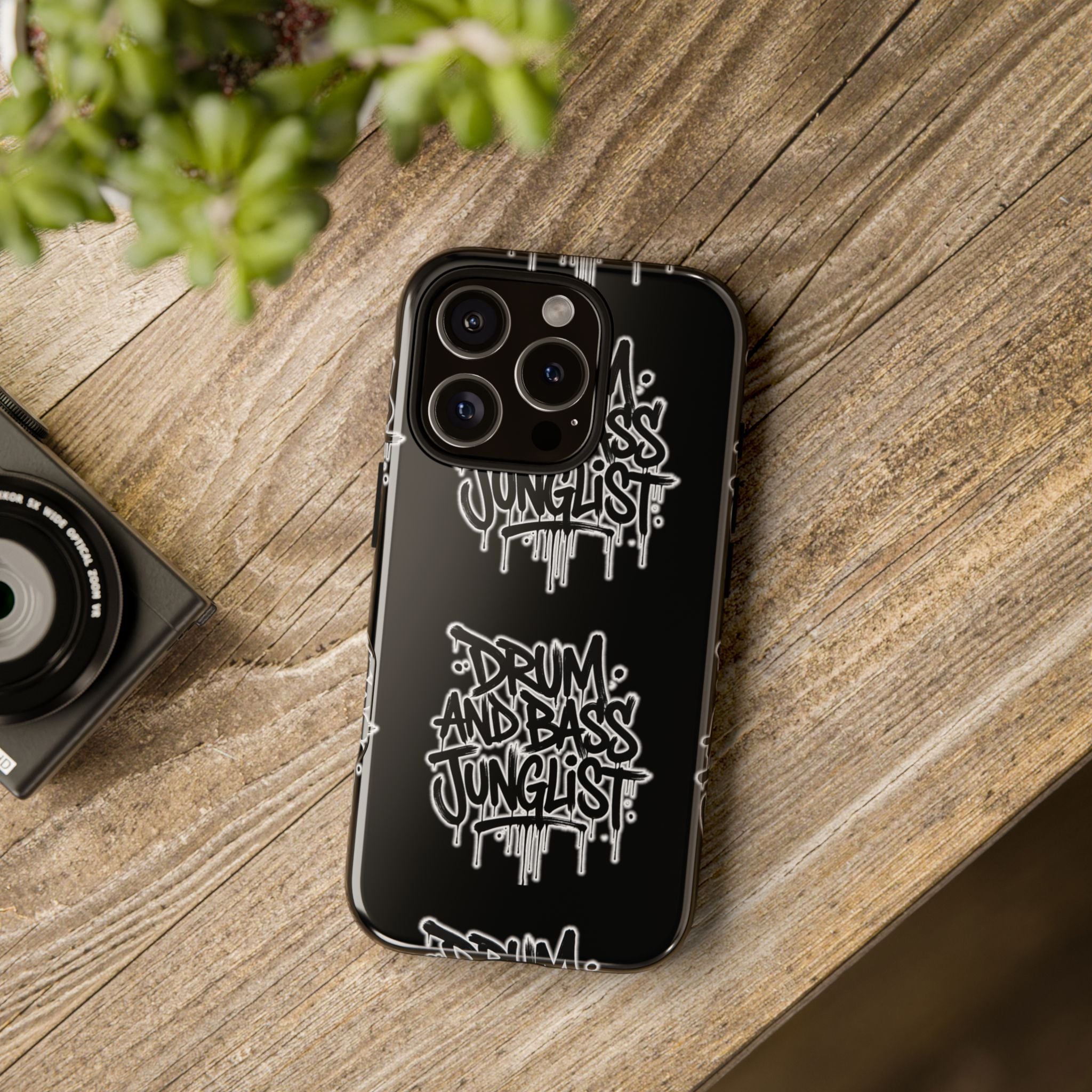 Drum and Bass Junglist Black Graffiti Tough Phone Case | iPhone & Samsung Protective Case