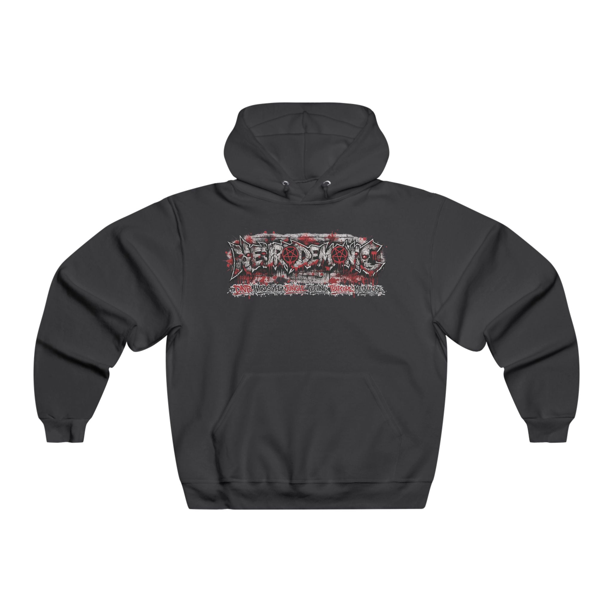 NEURODEMONIC™ Graffiti Skull Pentagram Hoodie | DNB Hardstyle Jungle Techno Trapcore Metalcore Streetwear | Jerseys® Edition