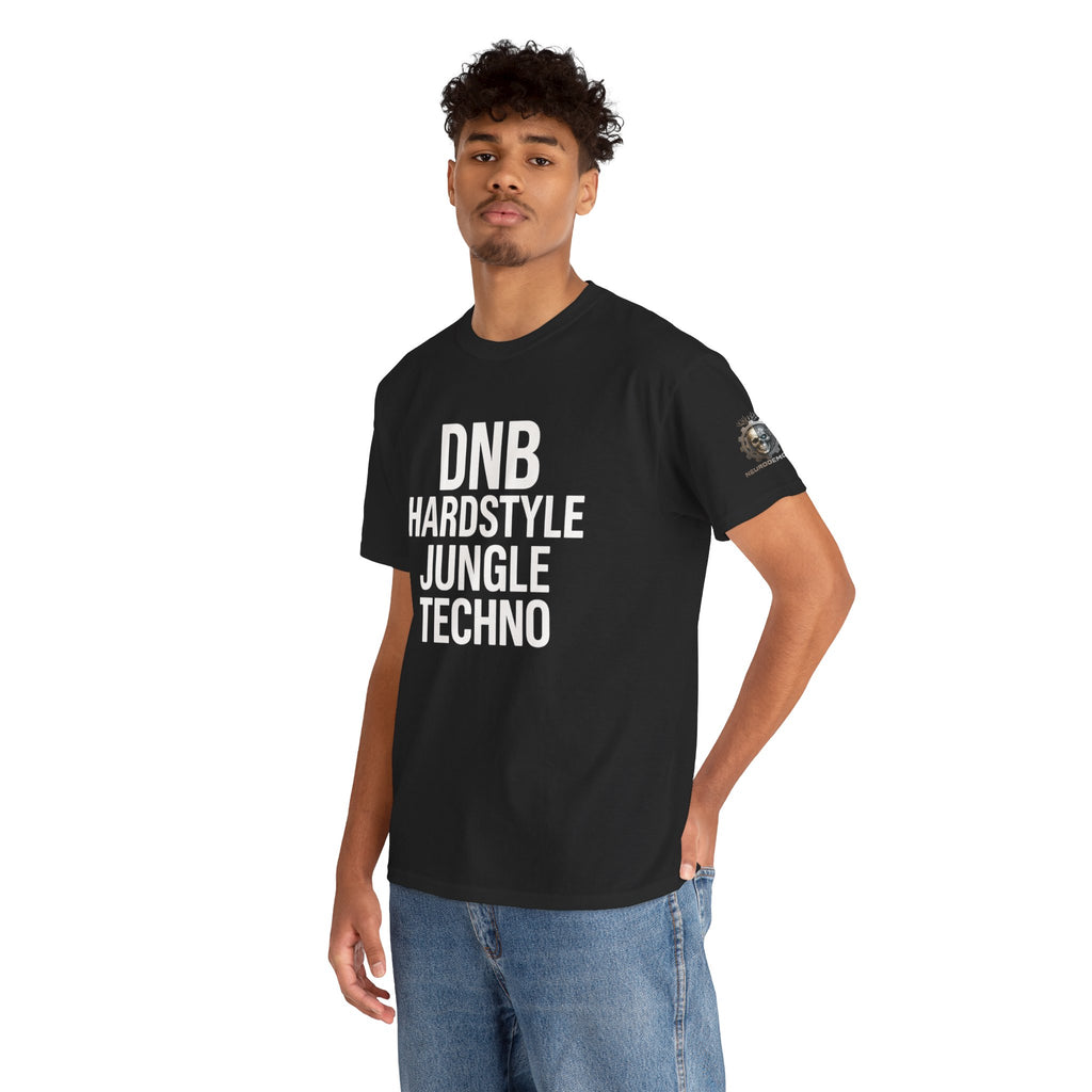 NeuroDemonic Electronic Music Genres T-Shirt — DNB Hardstyle Jungle Techno Graphic Tee