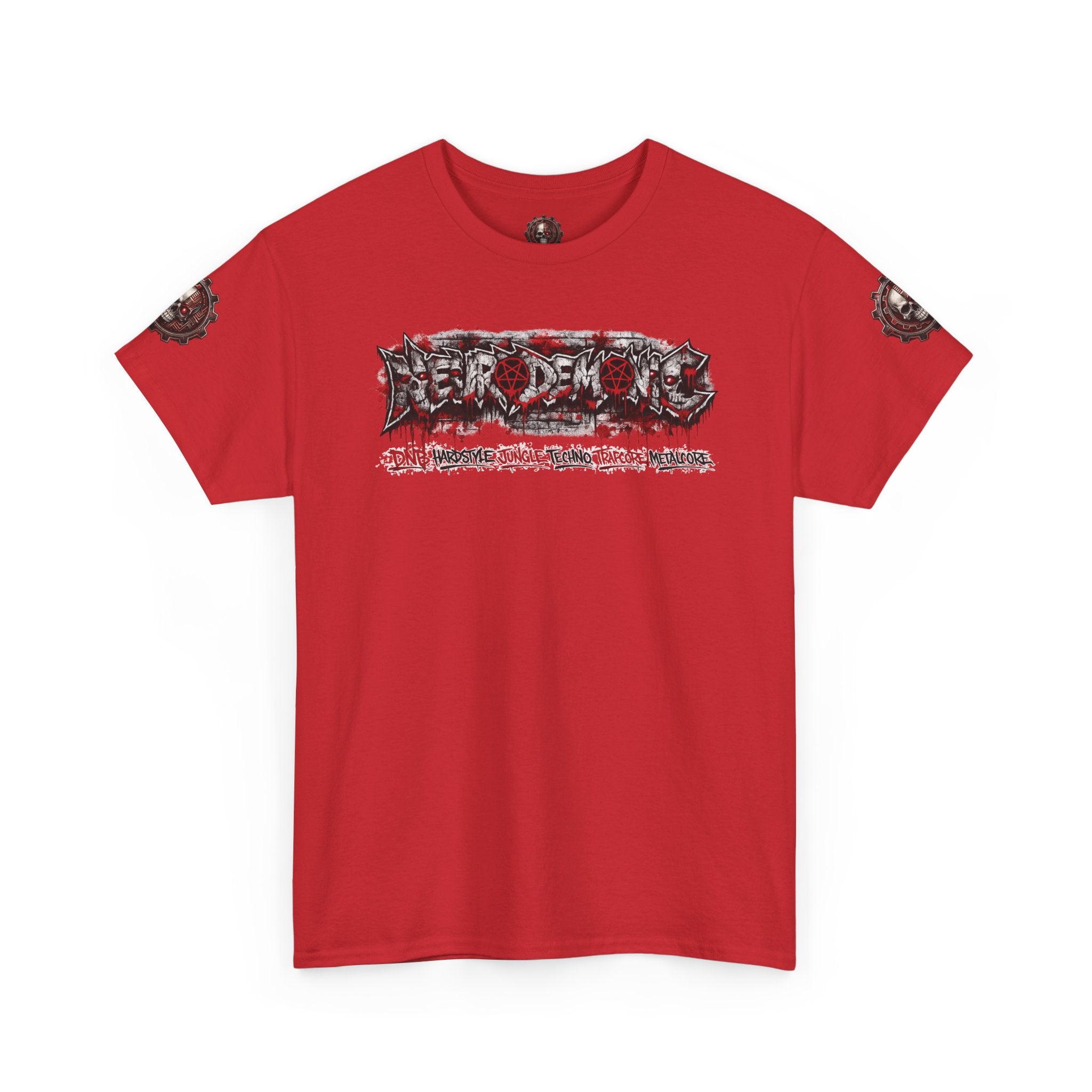 NEURODEMONIC™ Graffiti Skull Pentagram T Shirt | DNB Hardstyle Jungle Techno Trapcore Metalcore Streetwear |Skull Tee — Gildan Graphic Shirt