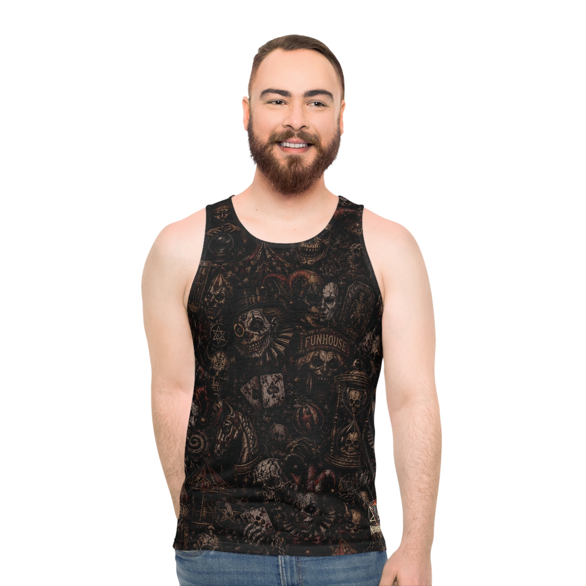 NeuroDemonic Carnival of the Damned Tank Top – Premium Horror Circus Streetwear Edition