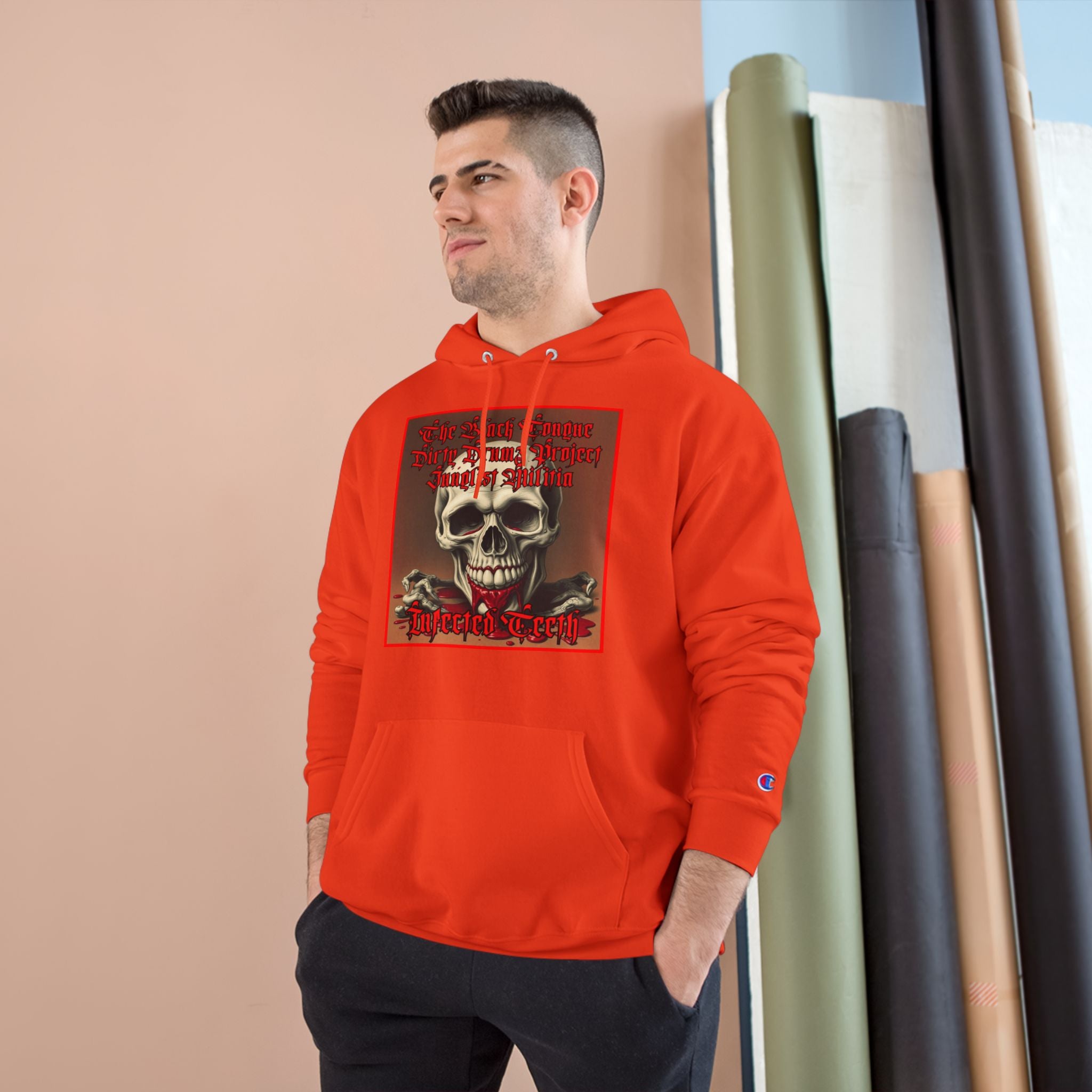 Champion Hoodie-INFECTED TEETH-The Black Tongue-Dirty Drumz- Project-Junglist Militia